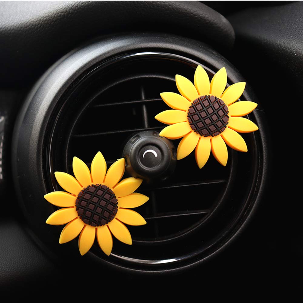 INEBIZ Cute Yellow Sunflower Car Air Vent Clip - Fragrance Holder & Interior Decor for Fresh Scent | Perfect for Vehicles, Offices & Home Décor