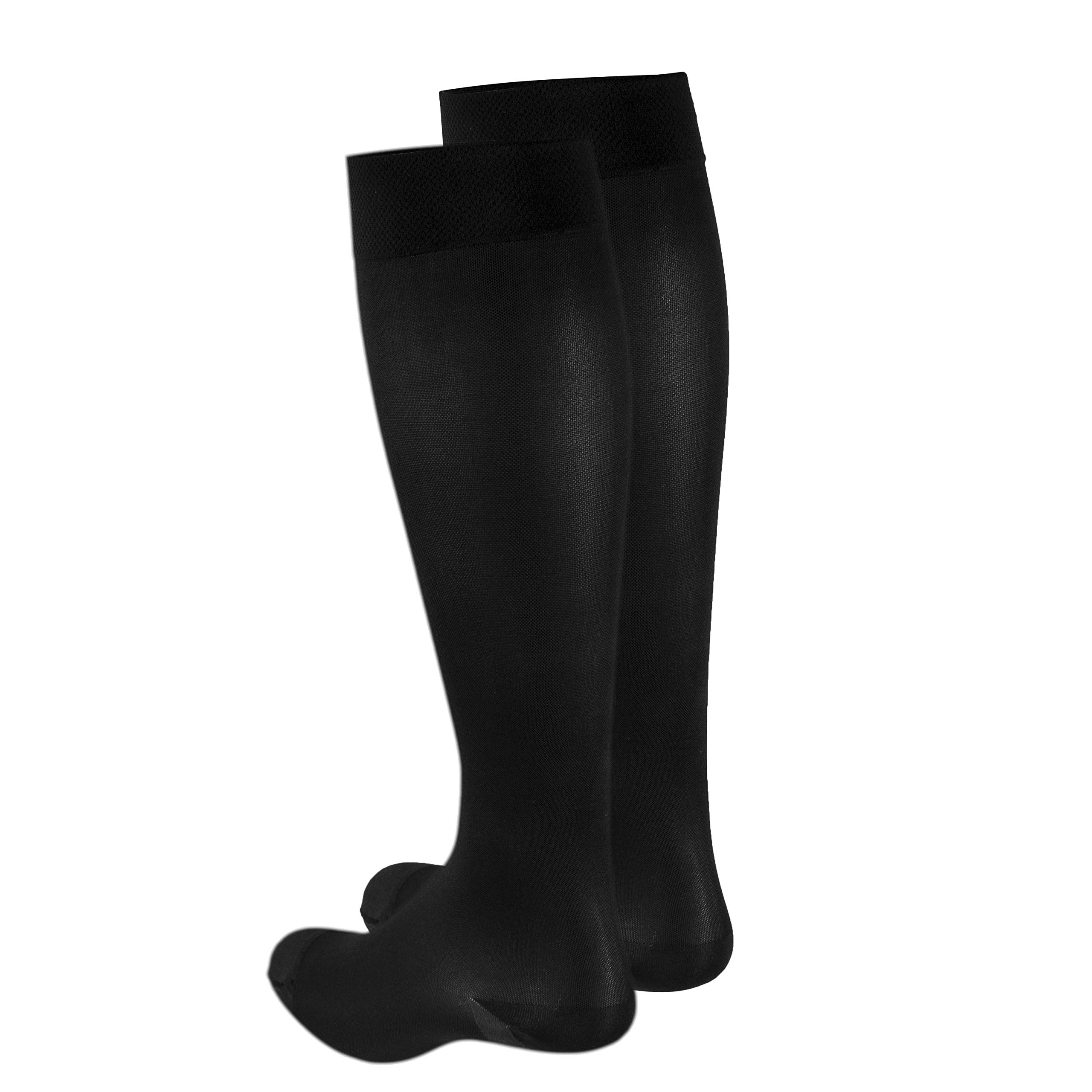 Truform Women's 20-30 mmHg Knee High Compression Stockings - Closed Toe Opaque Black Small | Medical Support Socks for Varicose Veins, Circulation & Travel Comfort