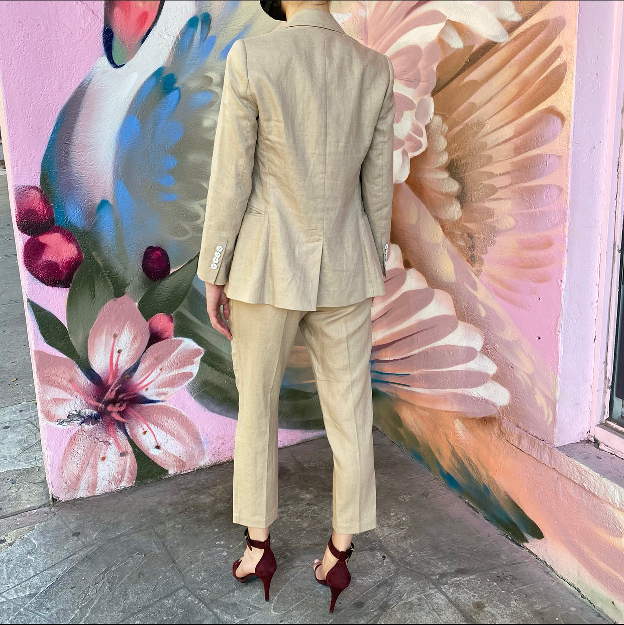 Brunello Cucinelli Natural Beige Linen Pants Suit for Women - XS Size | Lightweight Summer Business Casual Outfit for Office & Travel