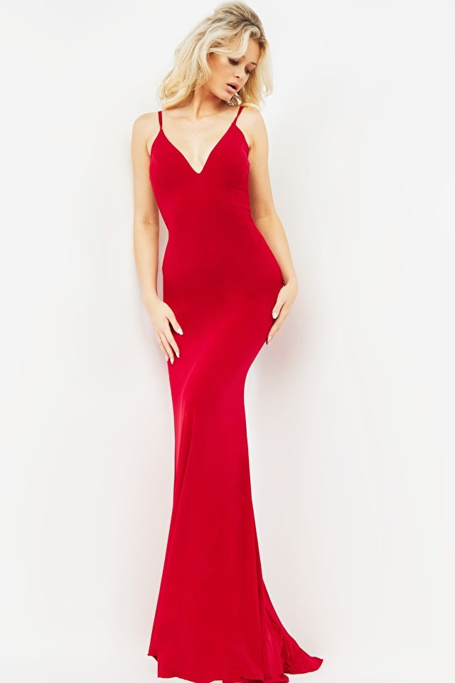 Jovani 00512 V-Neck Fitted Evening Gown - Elegant Formal Dress for Prom, Homecoming & Special Occasions