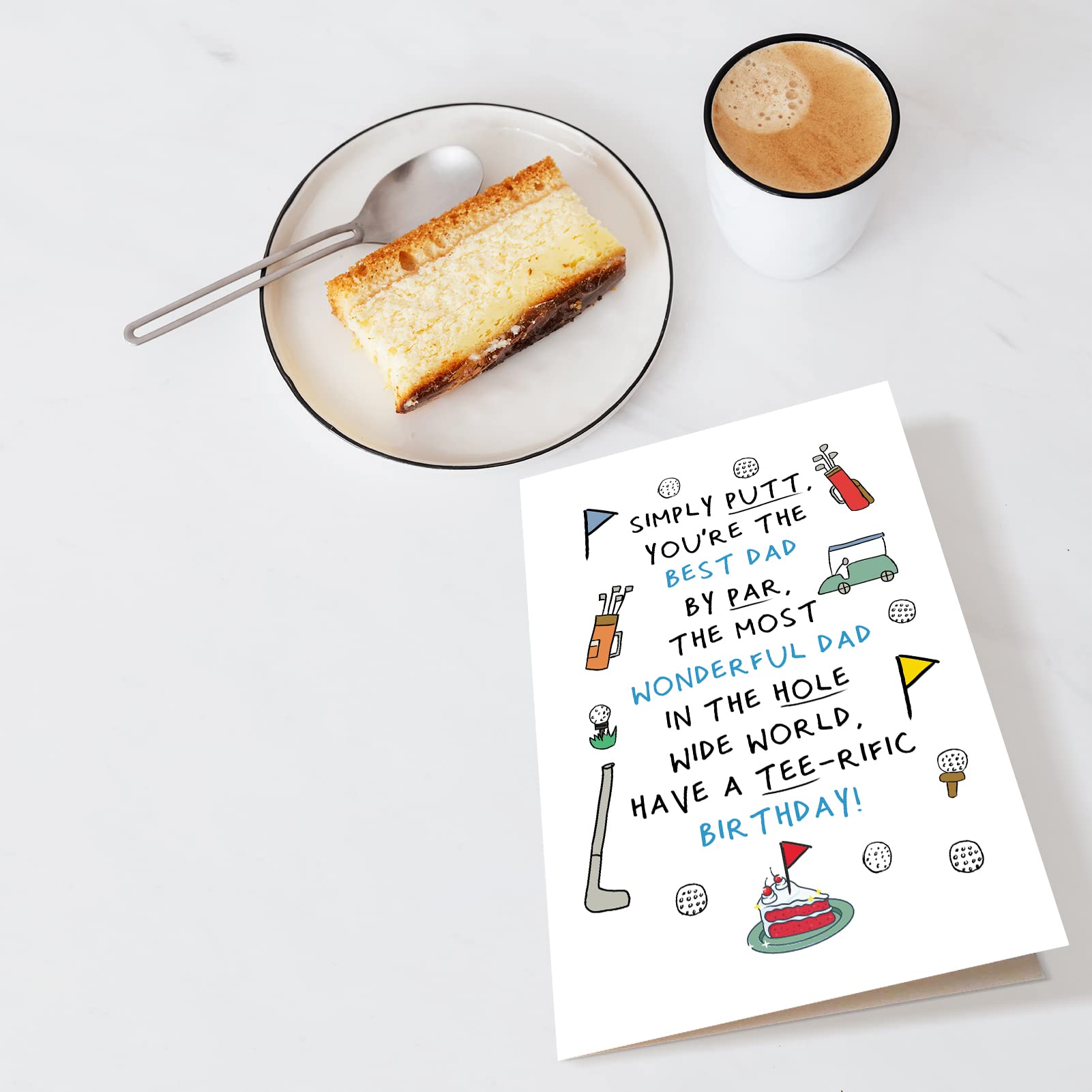 Funny Golf Birthday Card for Dad from Son or Daughter - Humorous Tee-rific Birthday Greeting Card - Perfect for Golf Lovers & Father's Day Gifts