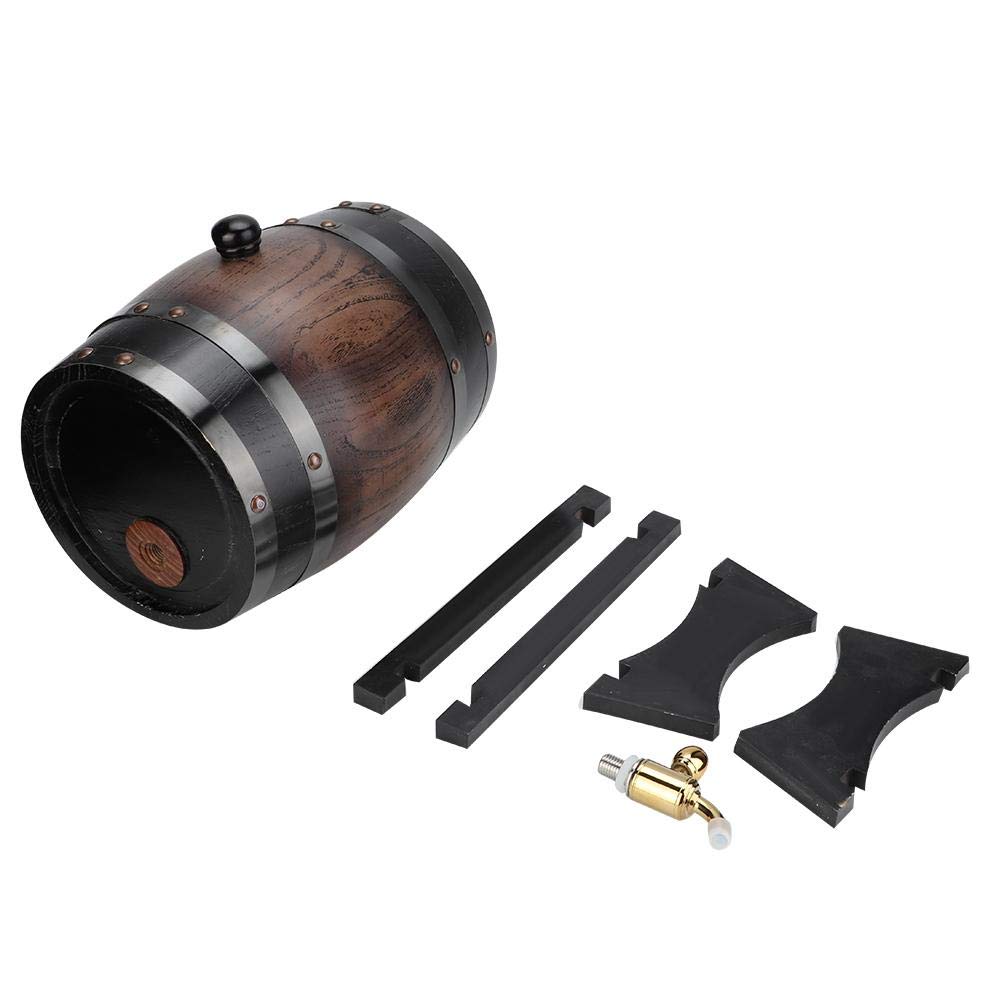 Premium 3L Oak Aging Barrel for Whiskey, Beer, Wine & Bourbon - Vintage Striped Black Red Oak Barrel with Faucet & Stand - Perfect for Home Brewing, Restaurants & Craft Spirit Aging
