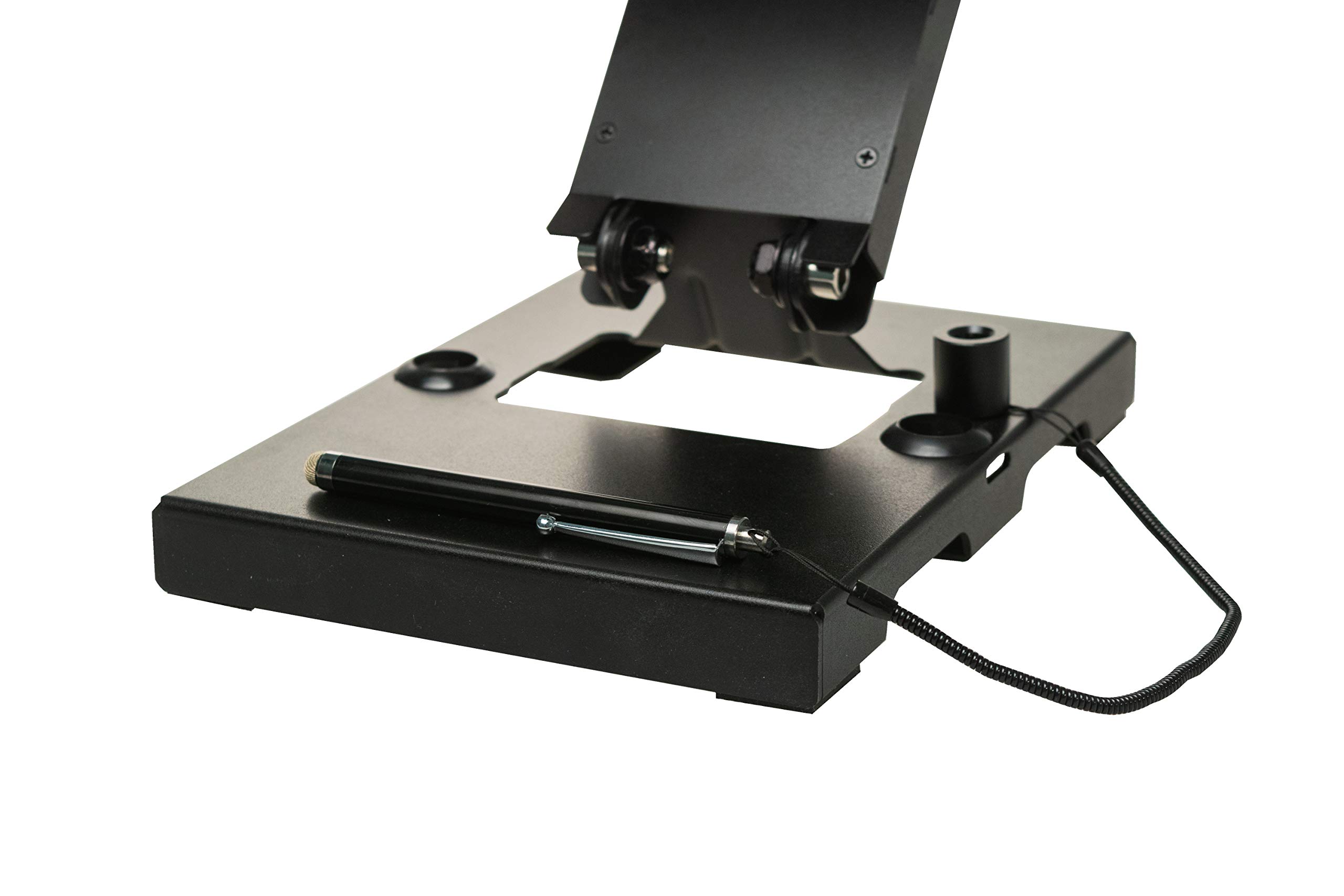 Foldable Tablet Security Stand - Universal Locking Enclosure with Steel Cable for 7-14 Inch iPads & Tablets | Anti-Theft Display Stand for Retail Stores, Restaurants & Public Spaces (PAD-FTSU)