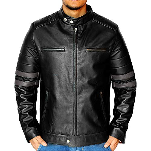 Premium Lambskin Leather Jacket for Men - Black Genuine Leather Biker Jacket | Stylish & Durable Outerwear for Casual Wear, Motorcycle Riding & Night Out