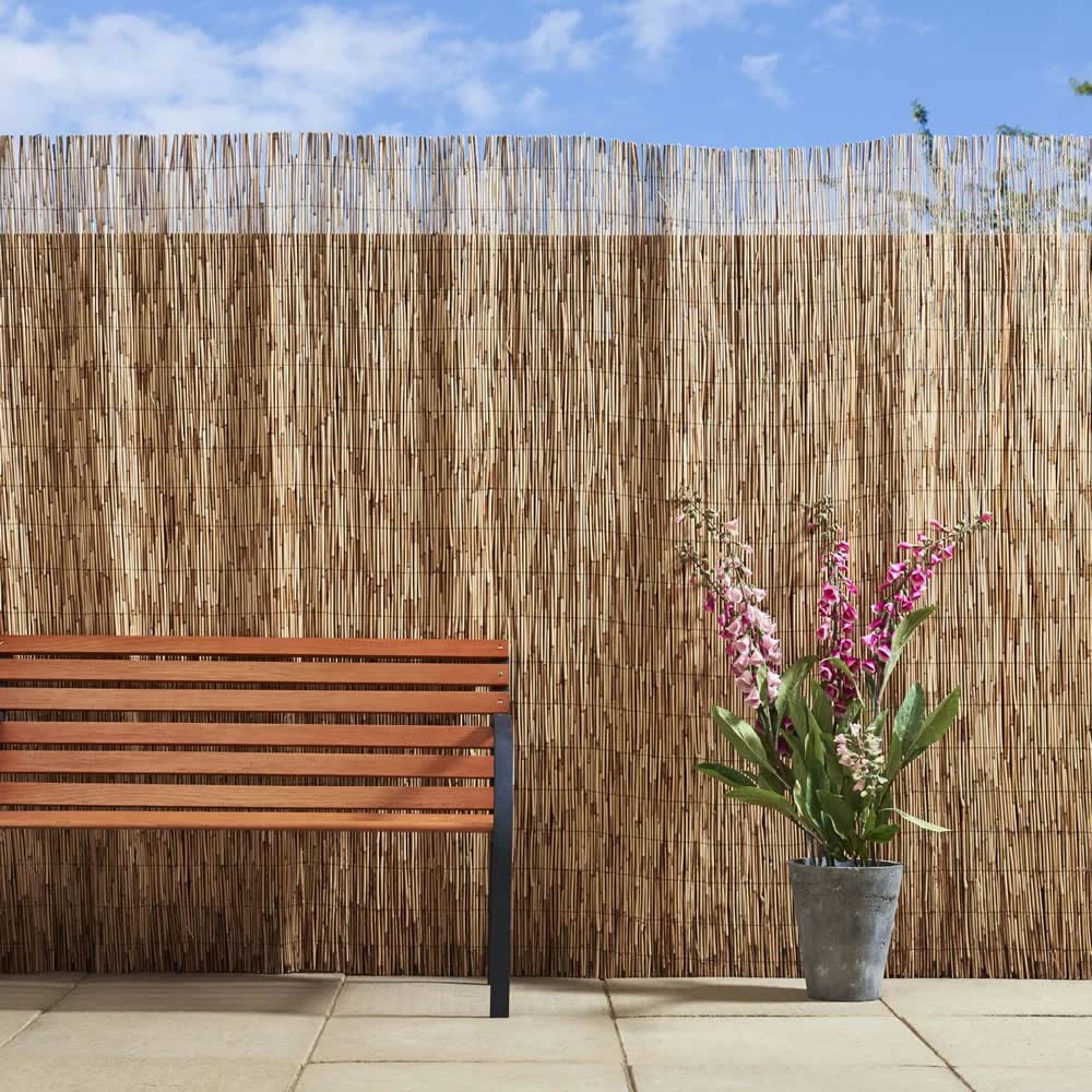 Natural Reed Fencing 4 ft H x 8 ft L (4-Pack) - Decorative Backyard Garden Fence Divider for Privacy, Patio Screening & Outdoor Landscaping