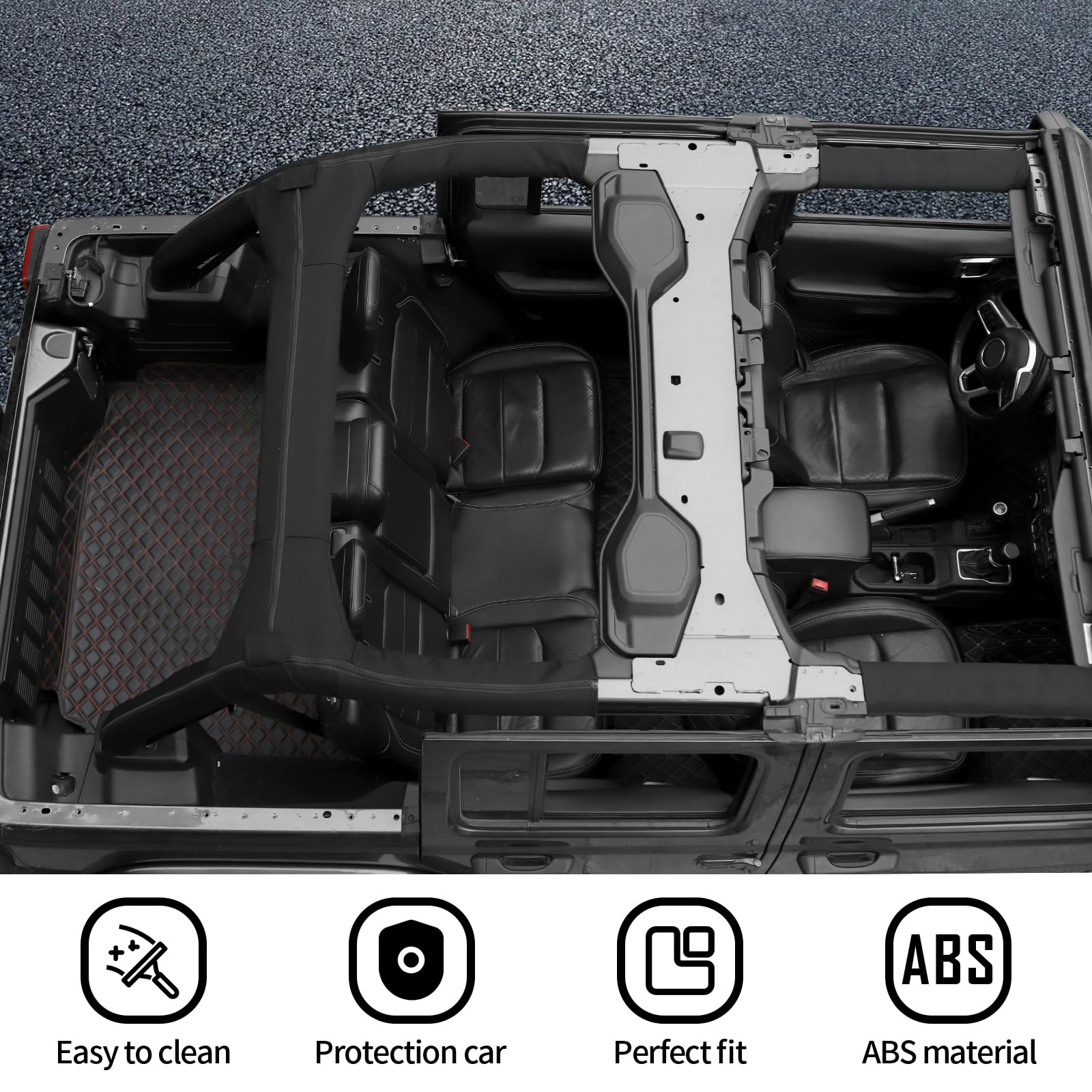 JWWY Roll Bar Padding Protection Cover Cushion for 2018-2023 Jeep Wrangler JL 4-Door Accessories - Soft & Durable Interior Upgrade for Off-Road Safety & Comfort
