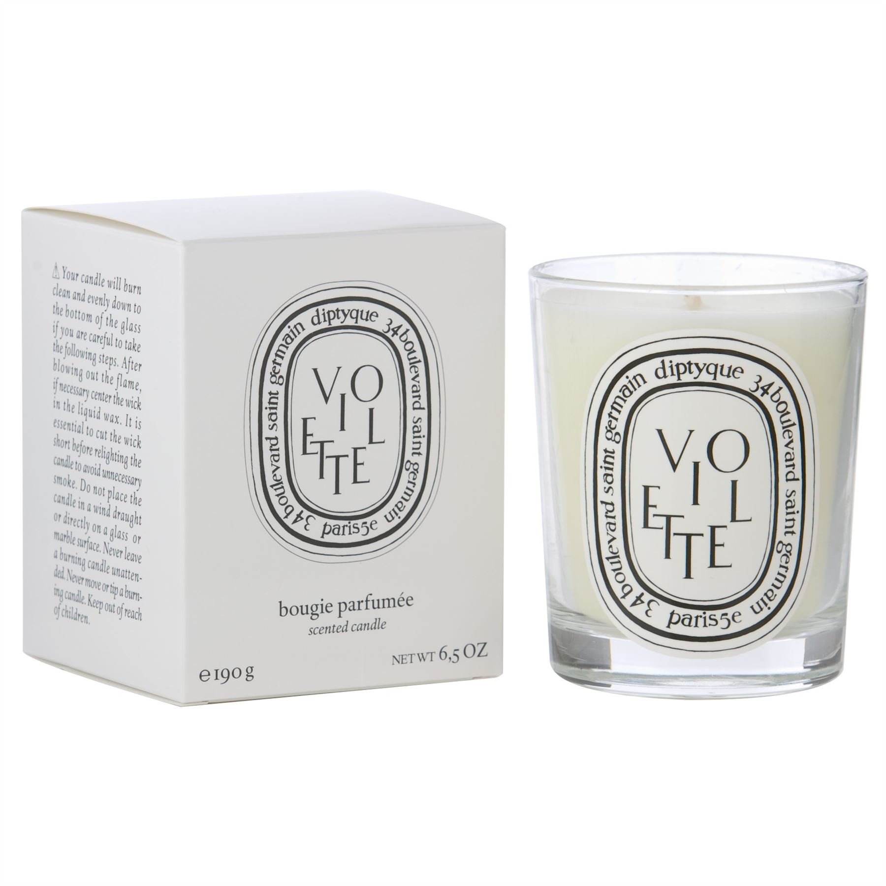 Diptyque Violette Scented Candle 190g (6.7oz) - 2 Pack Set, Luxury Home Fragrance for Living Room, Bedroom & Bathroom Decor - Perfect Gift for Housewarming & Relaxation