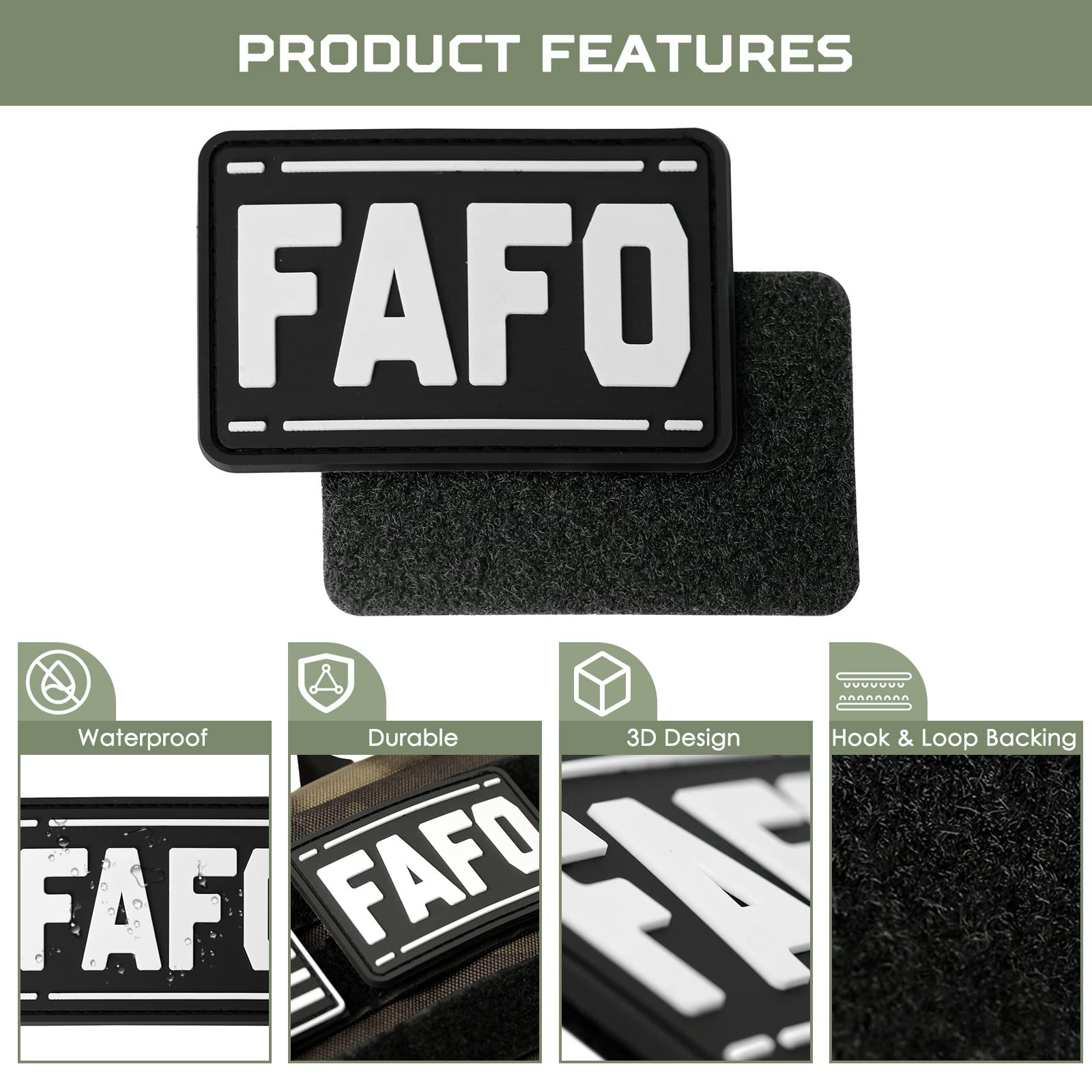FAFO PVC Patch - Funny 'Fuck Around and Find Out' Tactical Morale Patch | Hook and Loop Backing for Military Gear, Backpacks, Dog Harnesses & Hats | Perfect for Outdoor Adventures, Airsoft Games & Tactical Enthusiasts