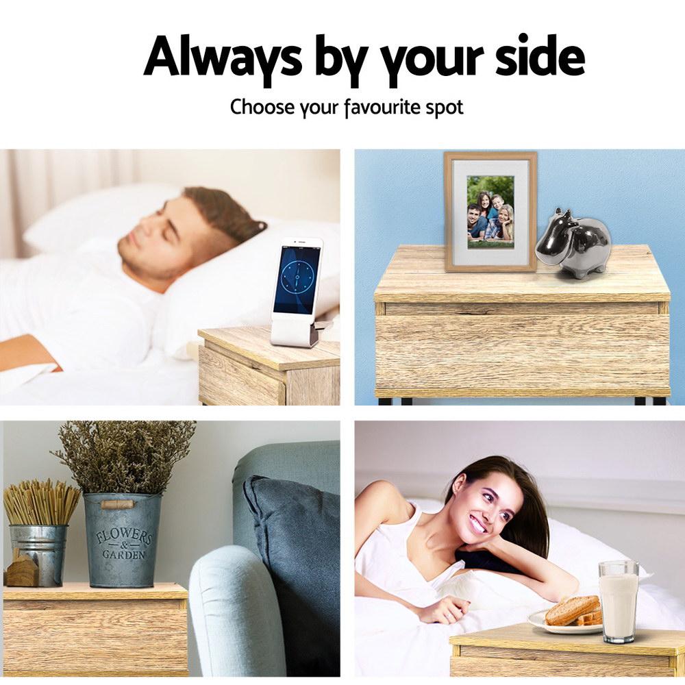 Modern Chest Style Metal Bedside Table - Nightstand with Drawer Storage for Bedroom, Living Room & Office - Compact & Durable Design for Small Spaces
