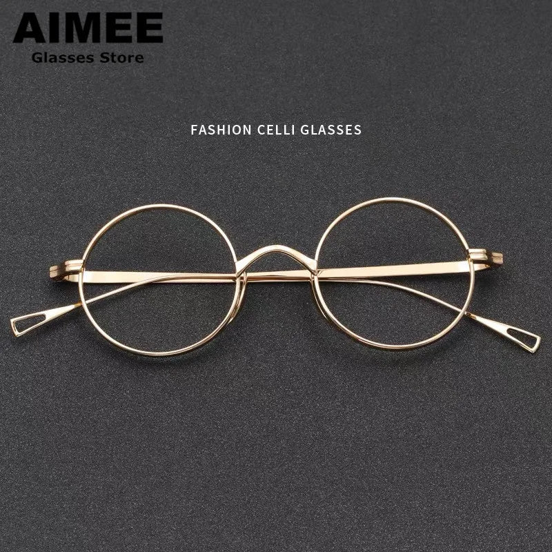 Aimee Unisex Full Rim Round Titanium Eyeglasses Frame - Lightweight Durable Glasses for Men & Women - Perfect for Reading, Work, and Everyday Use