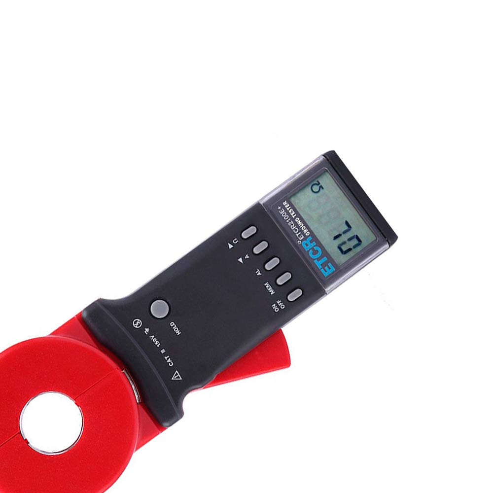 ETCR2100E+ Digital Clamp Ground Earth Resistance Tester - 0.01Ω to 1200Ω Range, 0.00mA to 40.0A Current Measurement, 99 Data Storage - Perfect for Electricians, HVAC Technicians & Industrial Maintenance