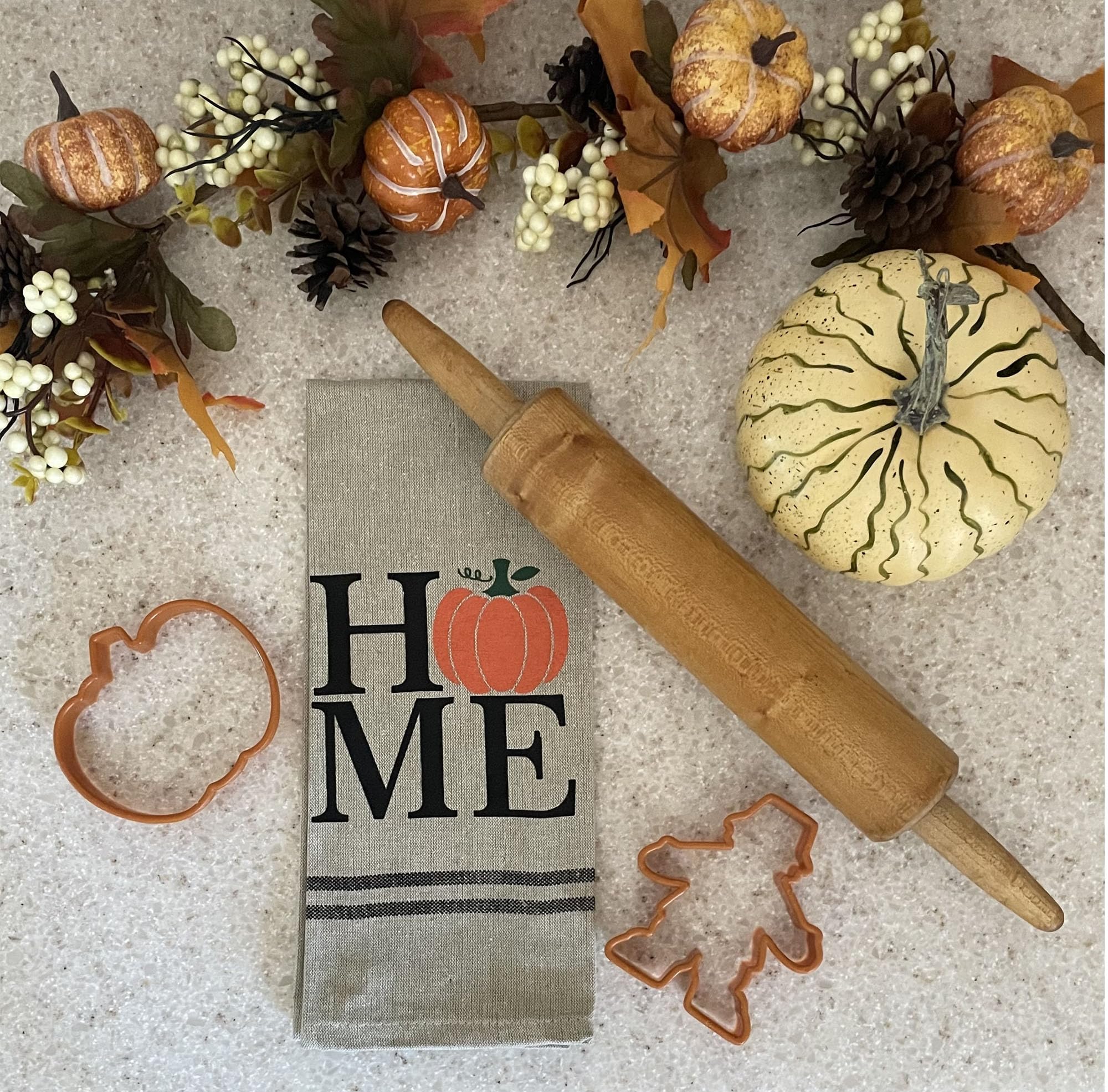 Premium Fall Kitchen Towels Set - 100% Cotton Autumn Dish Towels with Pumpkin Decor (15”x25”) for Harvest Season | Soft & Absorbent for Cooking, Baking & Holiday Decor