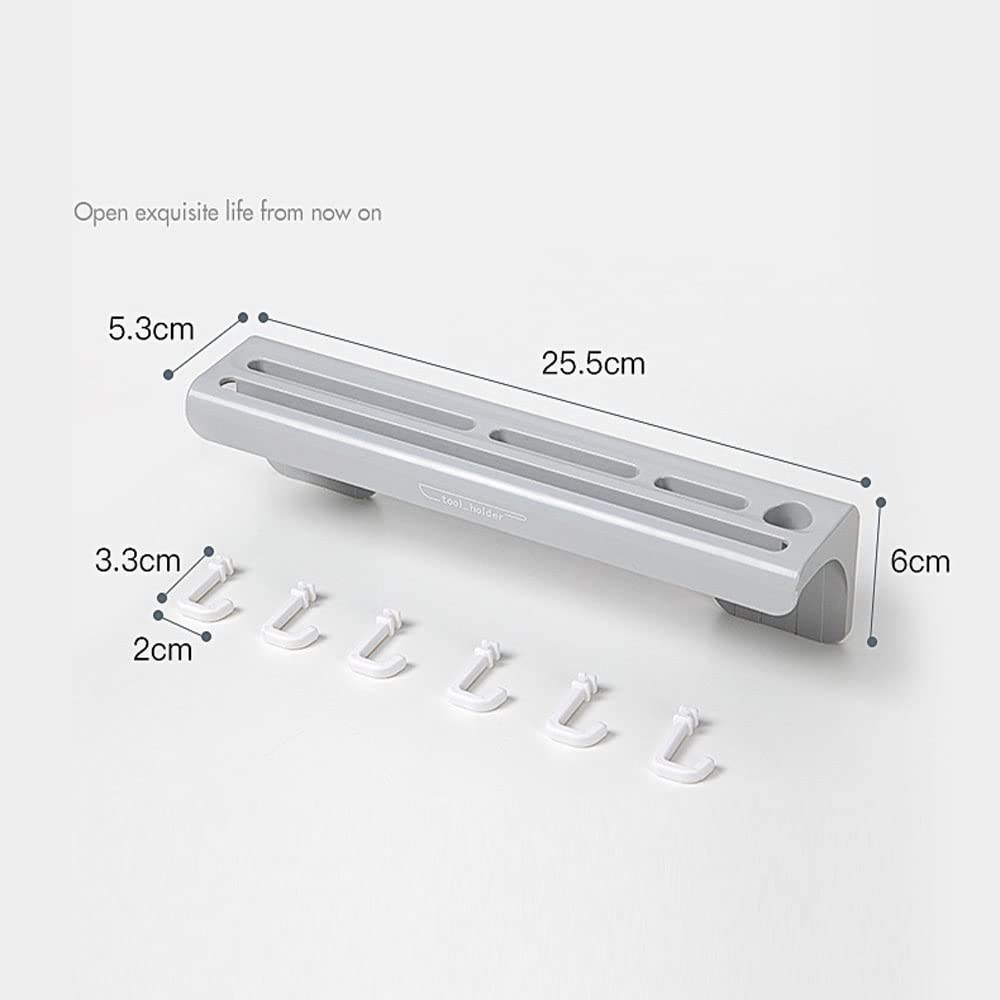 Wall Mounted Self-Adhesive Knife Holder - Space-Saving Kitchen Knife Rack with Hooks for Knives, Utensils & Spices | Perfect for Small Kitchens, RVs & Camping Use