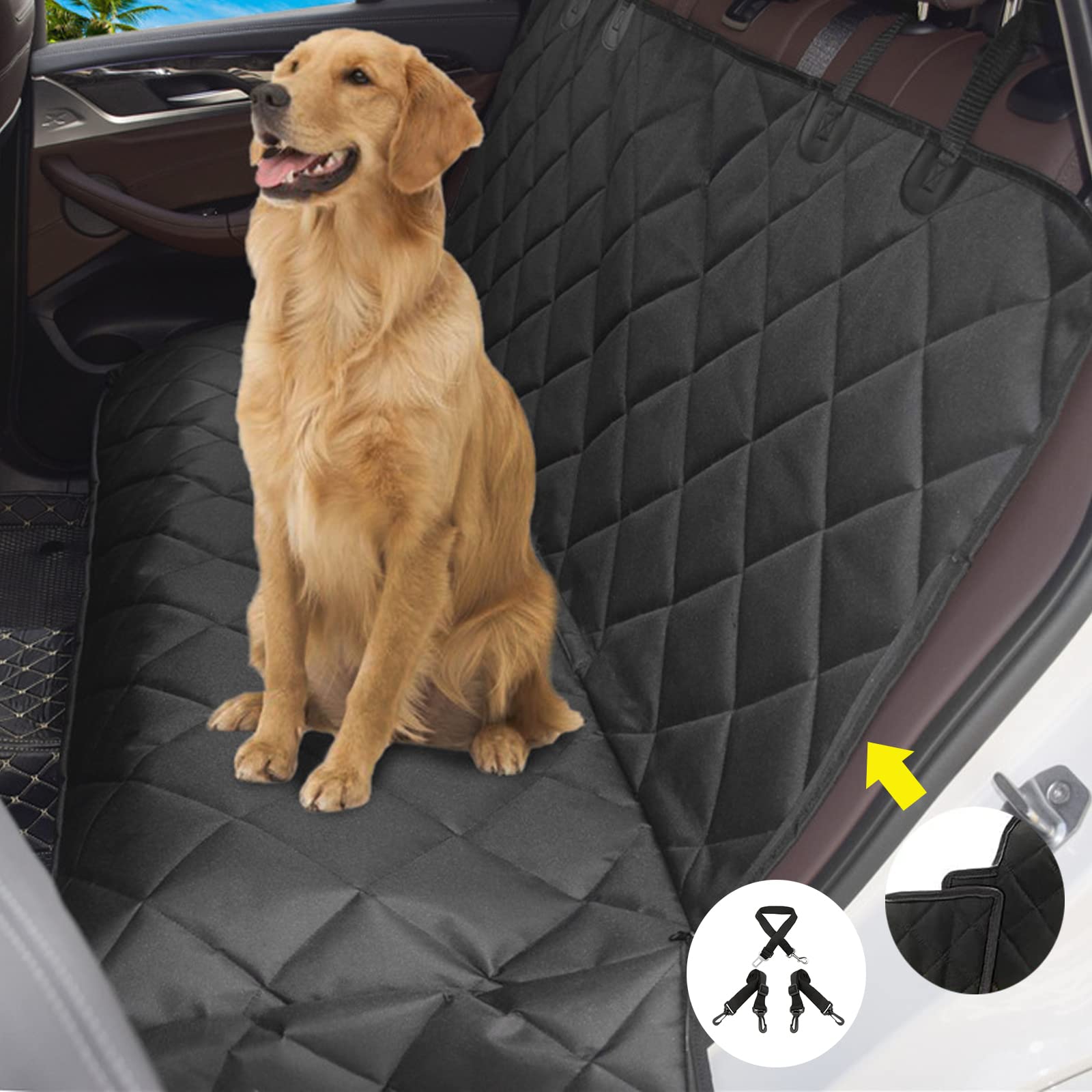 Waterproof 600D Heavy Duty Dog Car Seat Cover - Scratch Proof, Nonslip Pet Hammock for Cars, Trucks & SUVs | Durable Soft Back Seat Protector for Pets - Perfect for Travel, Daily Commute & Outdoor Adventures