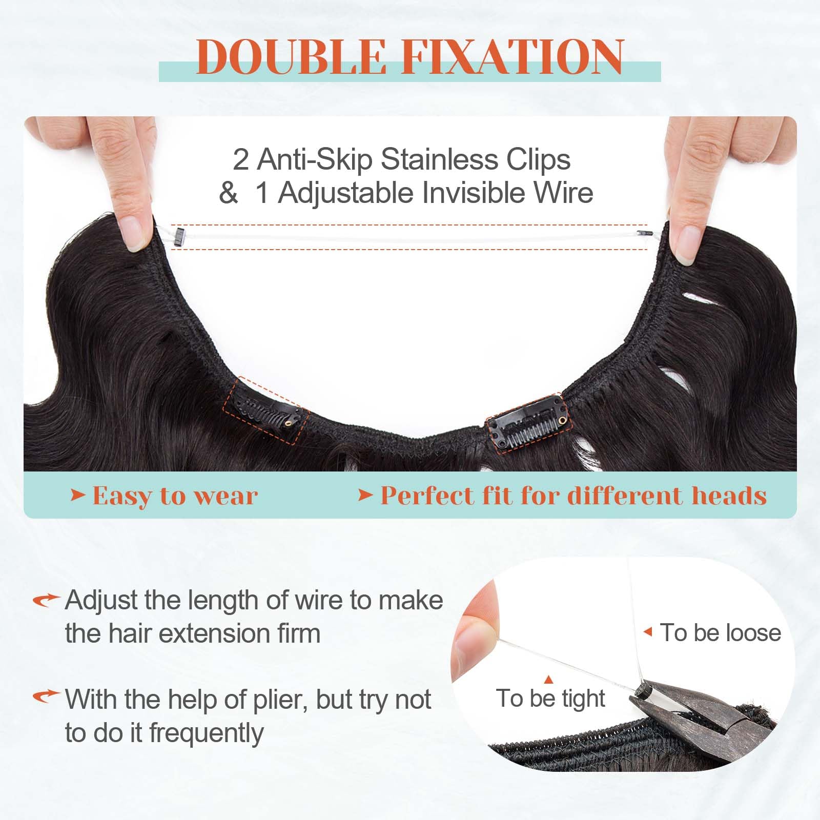 Benehair Miracle Wire Hair Extensions for Women - 22