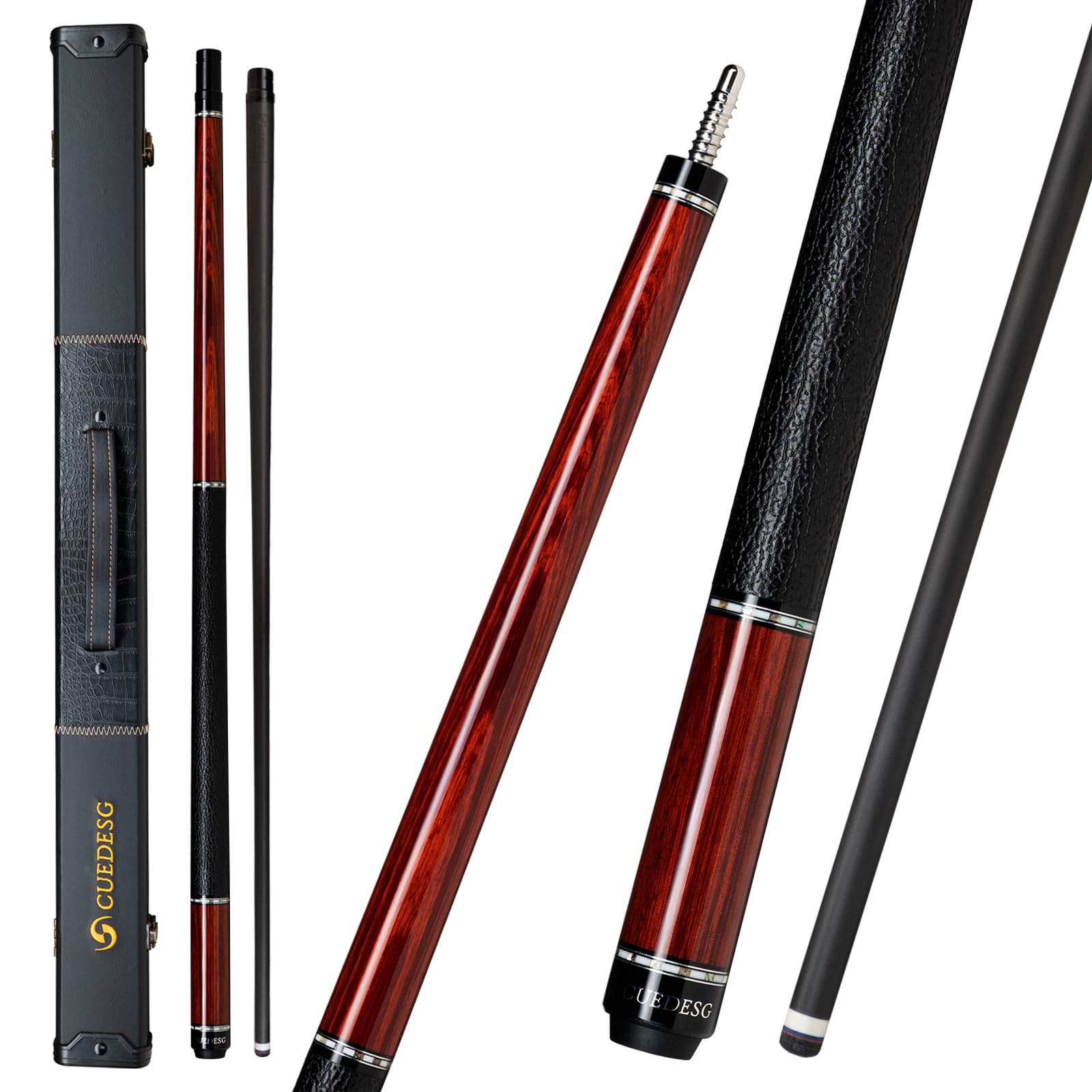 Premium Carbon Fiber Pool Cue Stick - 10.5mm/11.8mm/12.5mm Low Deflection Shaft with Rare Wood Butt - Professional Billiard Cue with Protective Case - Perfect for Tournament Play & Home Pool Tables