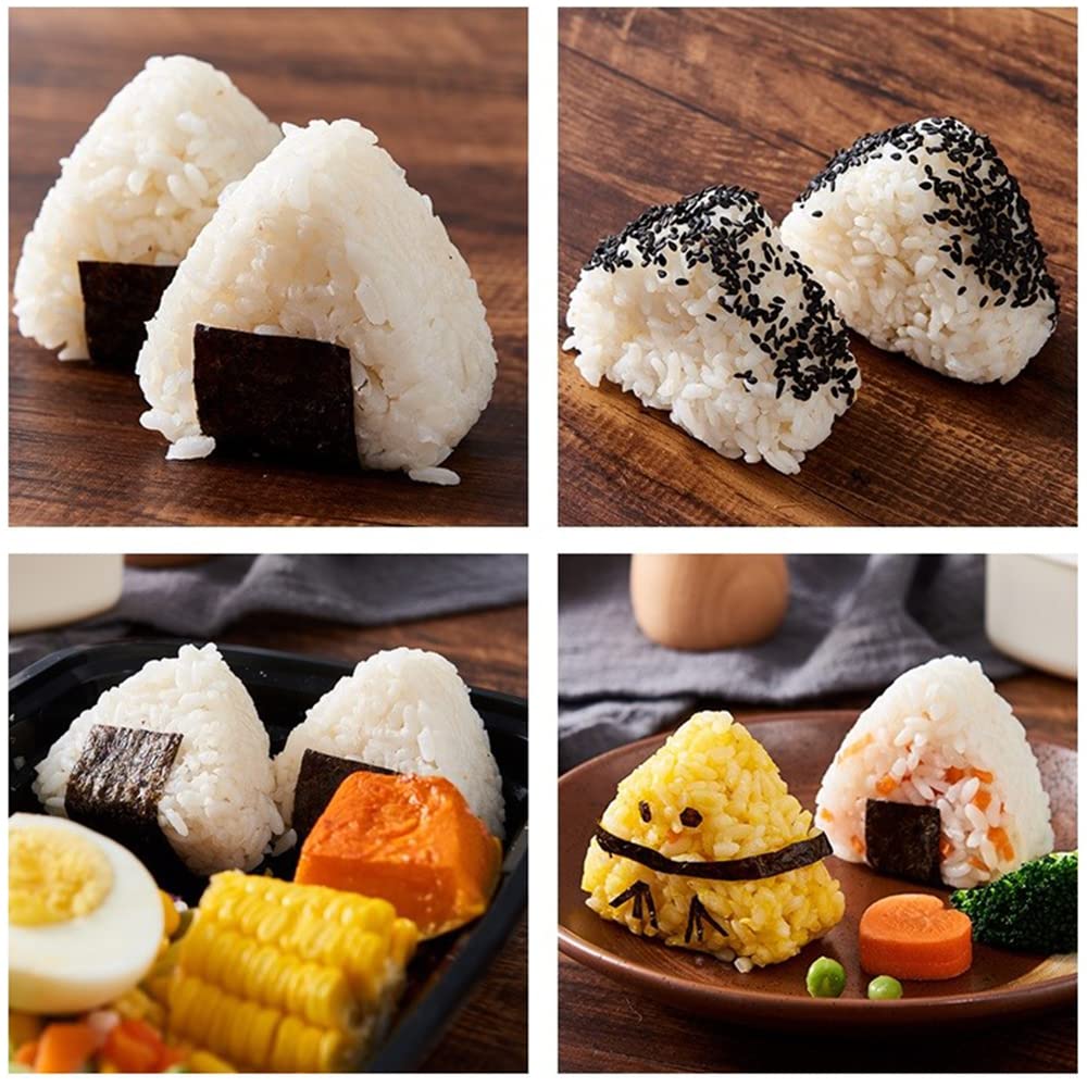3 Pack Non-Stick Onigiri Sushi Maker Mold Set - Large & Small Triangle Rice Ball Press with 2 Mini Rice Paddles - Perfect for Homemade Sushi, Bento Boxes & Japanese Cuisine
