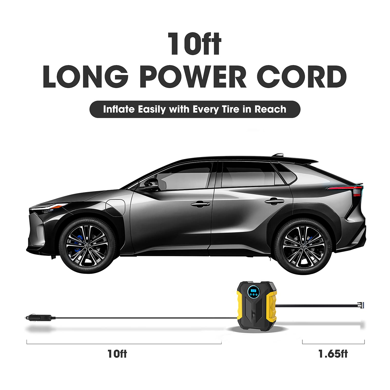 12V Digital Portable Air Compressor for Car Tires - Fast Auto Tire Inflator Pump with LED Light & Pressure Gauge | Emergency Roadside Assistance, Home Garage & Camping Use