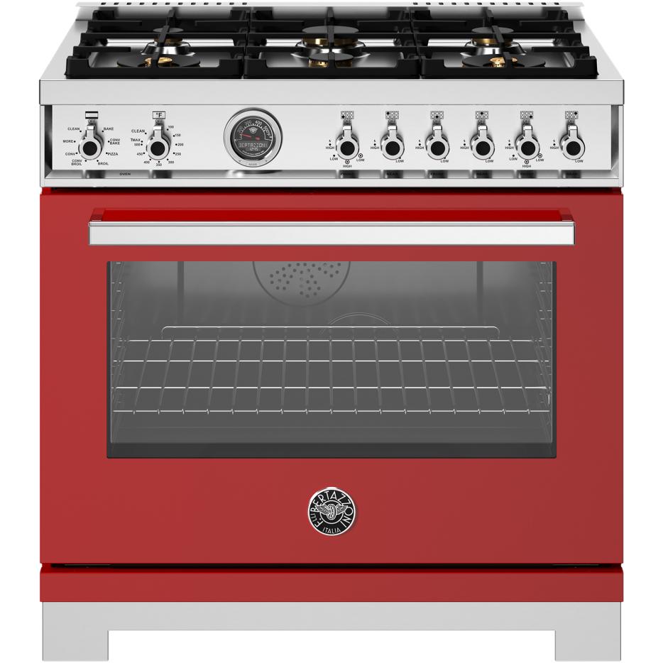 Bertazzoni PRO366BCFEPROT 36 Inch Freestanding Dual Fuel Range - Professional Gas Cooktop & Electric Oven for Home Chefs | Perfect for Gourmet Cooking, Entertaining & Modern Kitchens