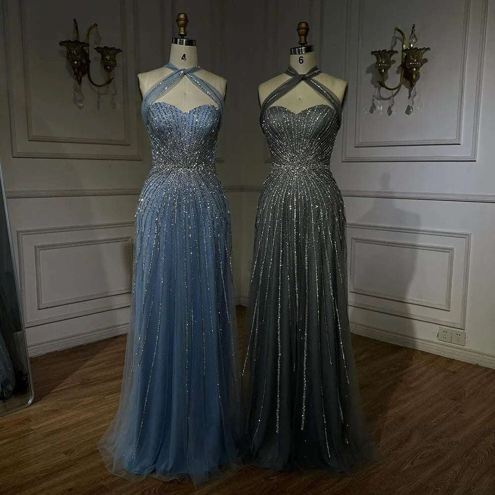 Luxury Beaded Mermaid Evening Gown for Women - Dubai Turquoise Spaghetti Strap Wedding Party Dress 2025 | Elegant Formal Gowns for Prom, Red Carpet & Special Occasions