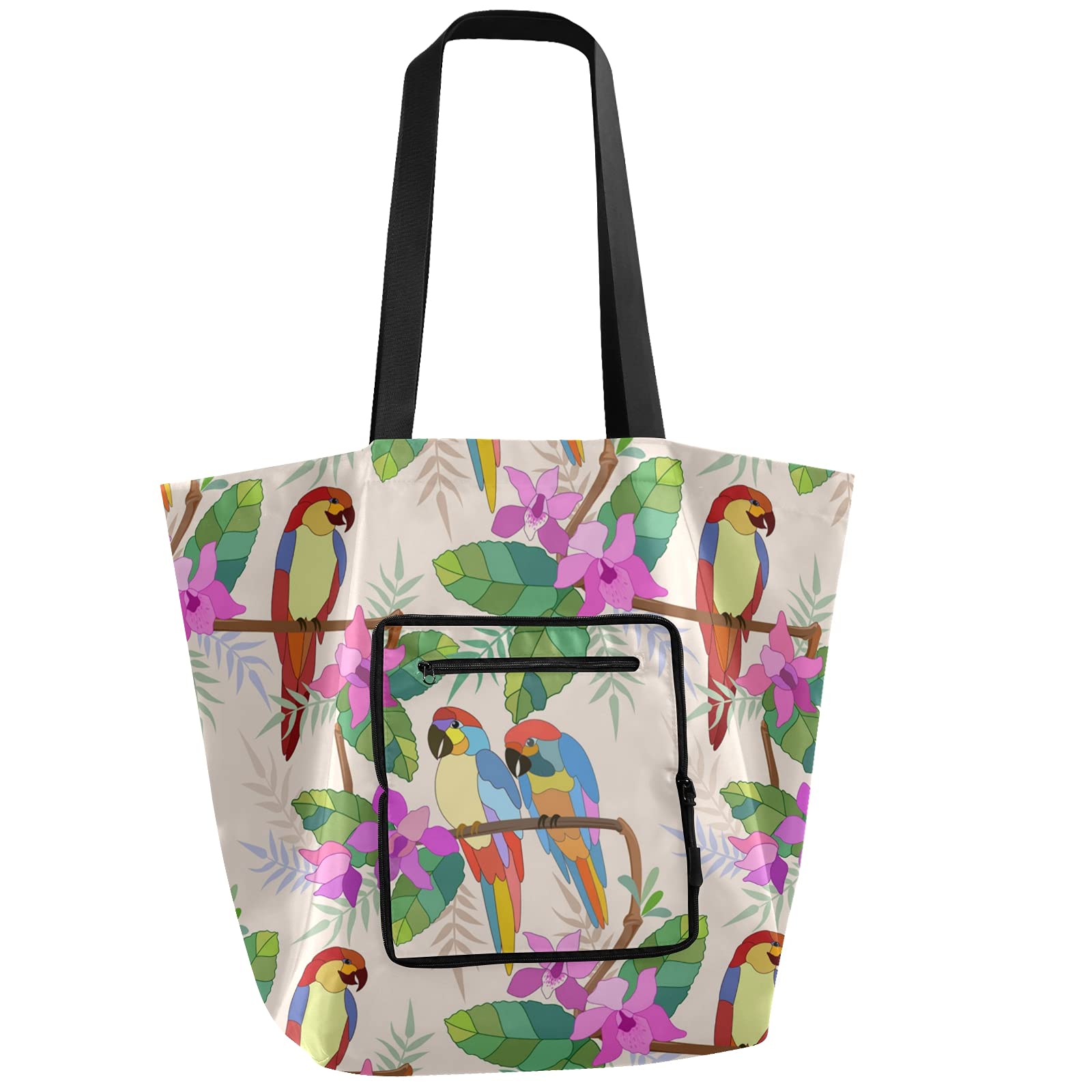 Emelivor Macaw Reusable Grocery Bags - Large Capacity Foldable Shopping Tote Bags, Machine Washable Eco-Friendly for Groceries, Beach, Travel & Daily Use
