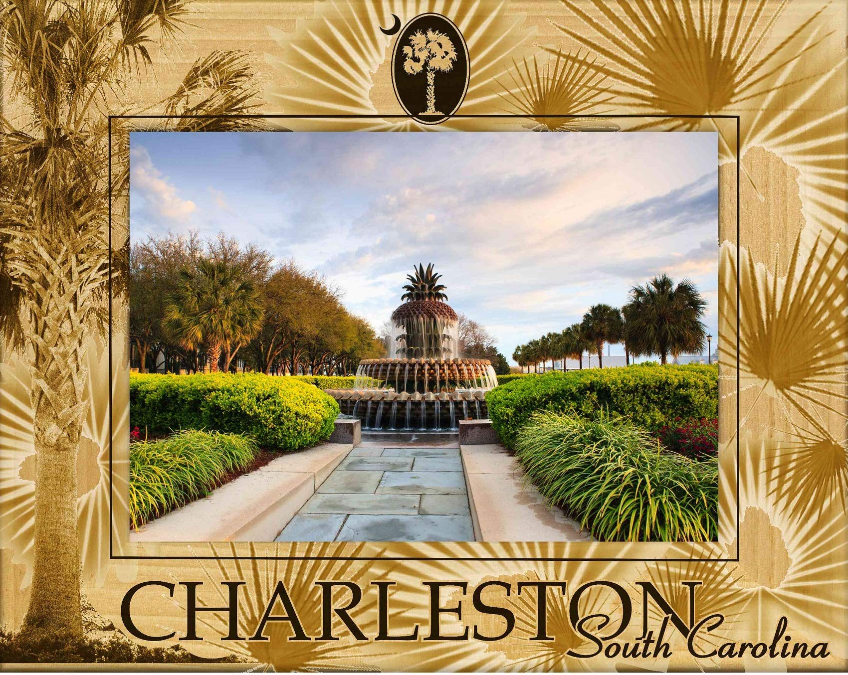 Charleston South Carolina Laser Engraved Wood Picture Frame (3x5 inches) - Perfect for Home Decor, Wedding Gifts & Souvenirs