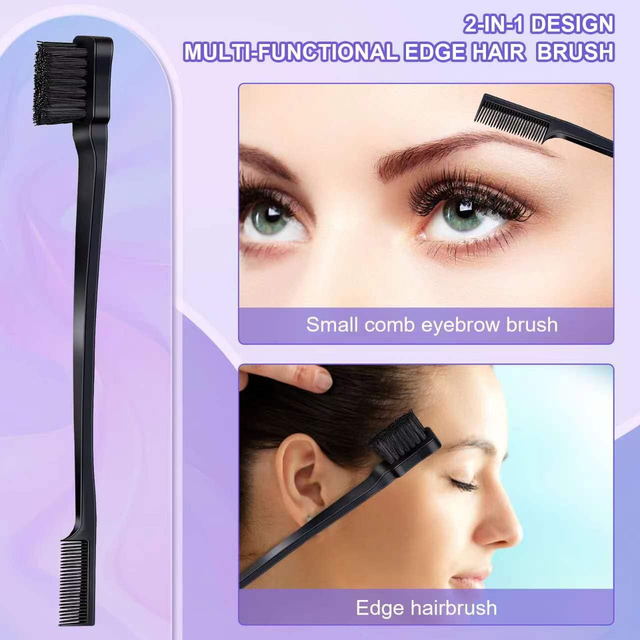 4Pcs Hair Brush Styling Combs Set - Anmieciu Bristle Edge Brush, Teasing Brush, Rat Tail Comb & Wide Tooth Comb for Women, Men & Girls - Detangling, Smoothing & Styling Hair (Black) - Perfect for Salon, Home & Travel Use