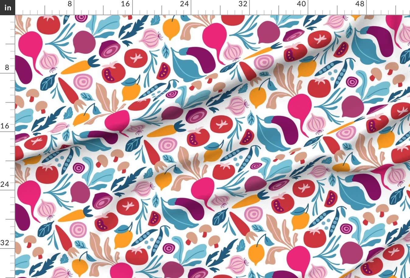 Vegetable Herb Garden Printed Minky Fabric by The Yard - Colorful Vegetables Design for Sewing Baby Blankets, Quilt Backing & Plush Toys - Soft DIY Craft Material for Nursery Decor & Kids Projects
