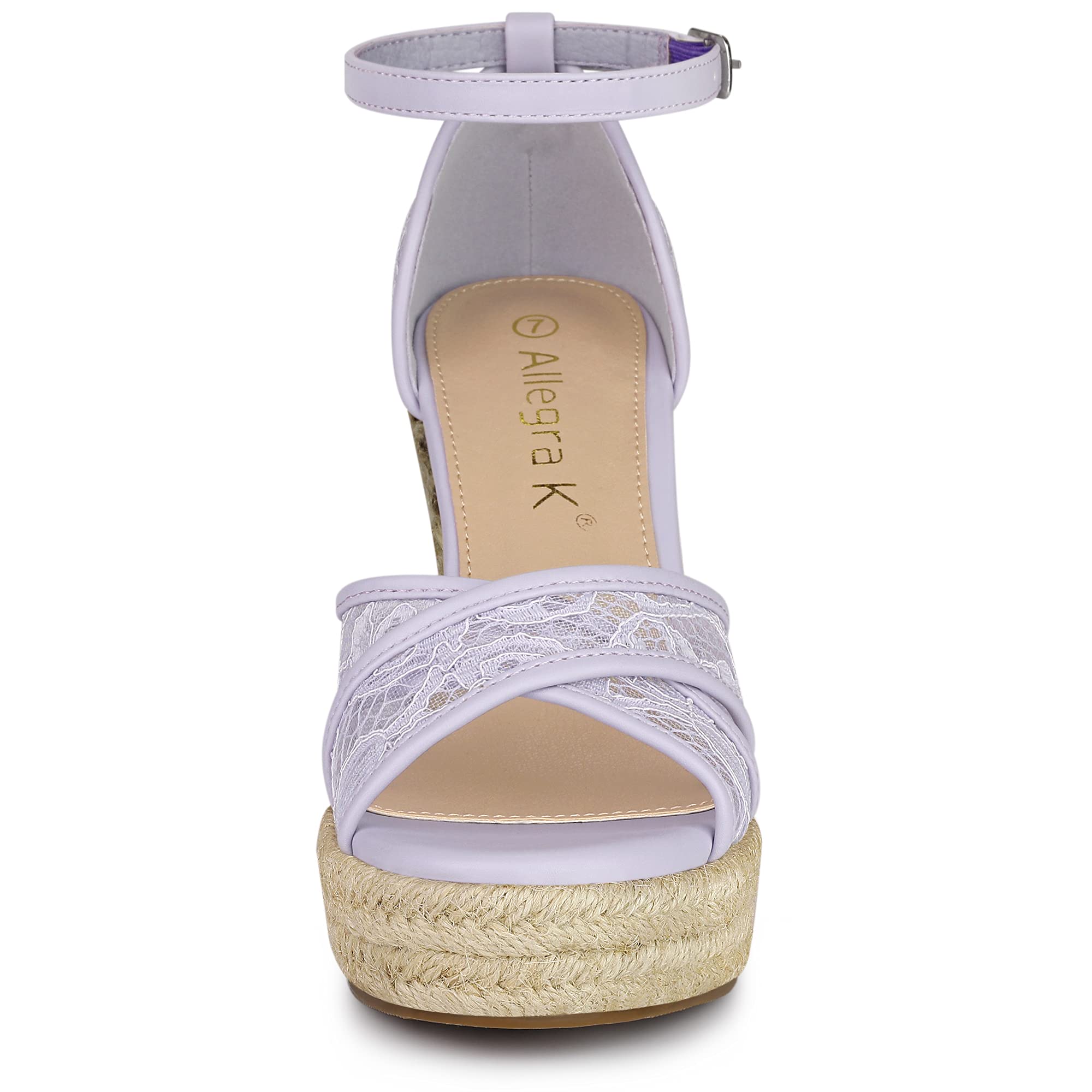 Allegra K Women's Espadrille Wedge Sandals with Lace Design - Comfortable Summer Casual Shoes for Beach, Vacation & Outdoor Activities