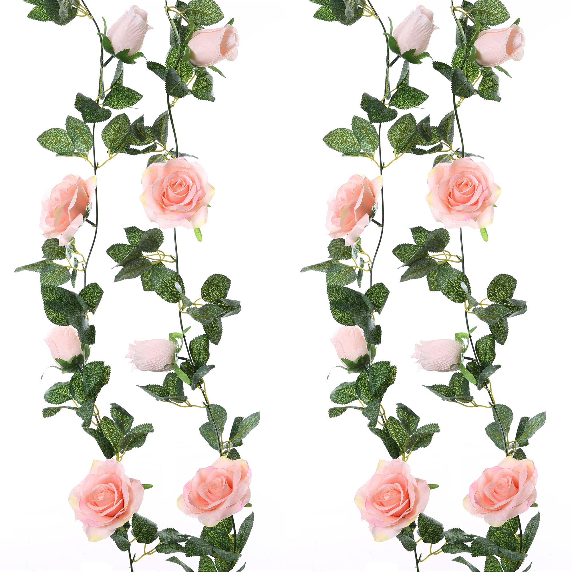 Felice Arts 2 Pack Pink Artificial Rose Garland - 6.5FT Fake Rose Vine Hanging Flowers for Wedding, Baby Shower, Table Centerpiece, Home & Garden Decor - Perfect for Party, Bridal, and Indoor/Outdoor Decoration