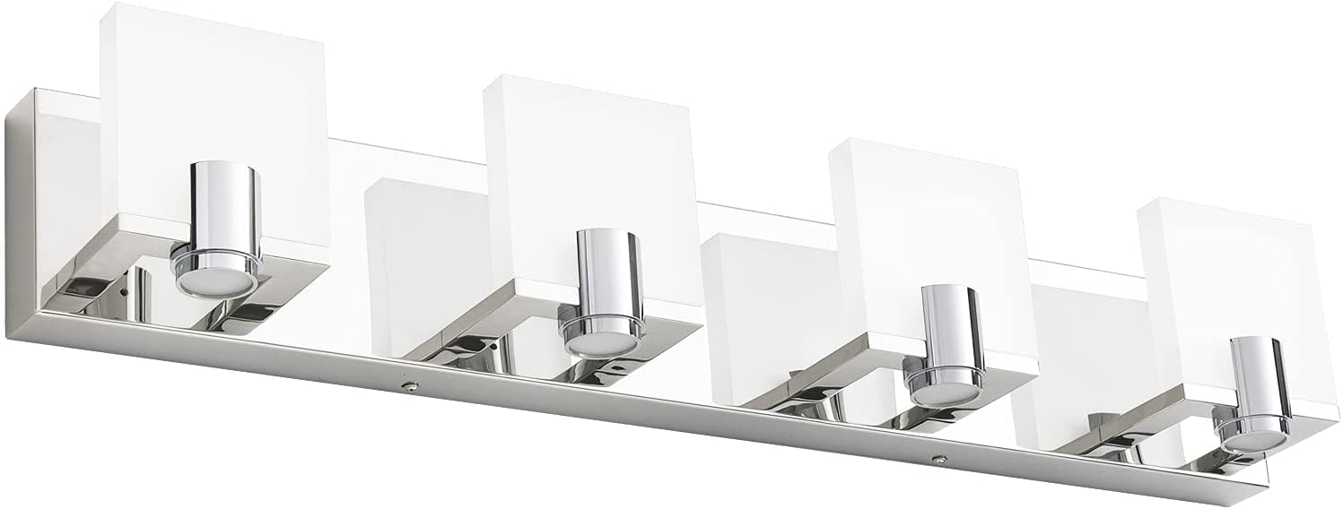 Modern LED Vanity Light Fixtures - Chrome Bathroom Mirror Wall Mount Lighting Set for Makeup & Shaving | Energy-Efficient Dimmable Lights for Bathroom, Bedroom & Dressing Room