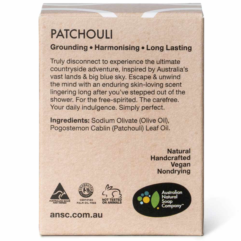 Australian Natural Soap Company | Organic Patchouli Hand & Body Soap Bar | Moisturizing & Eco-Friendly for Sensitive Skin | Perfect for Daily Use, Spa & Gifts