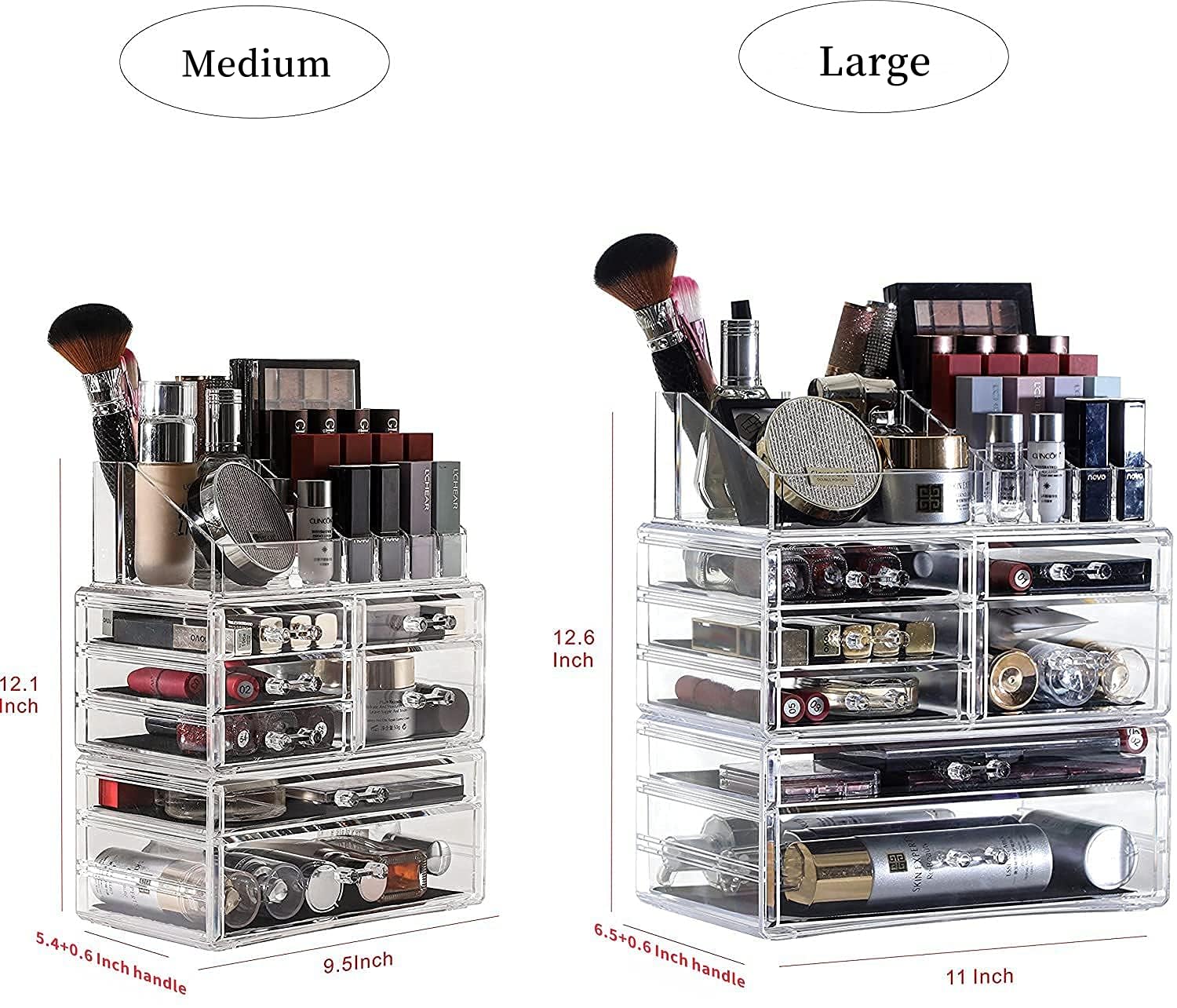 3-Pack Clear Acrylic Makeup Organizer with 7 Stackable Drawers - Skincare & Jewelry Storage for Vanity, Desk, Bathroom Countertop | Perfect for Hair Clips, Beauty Products & Cosmetics Organization