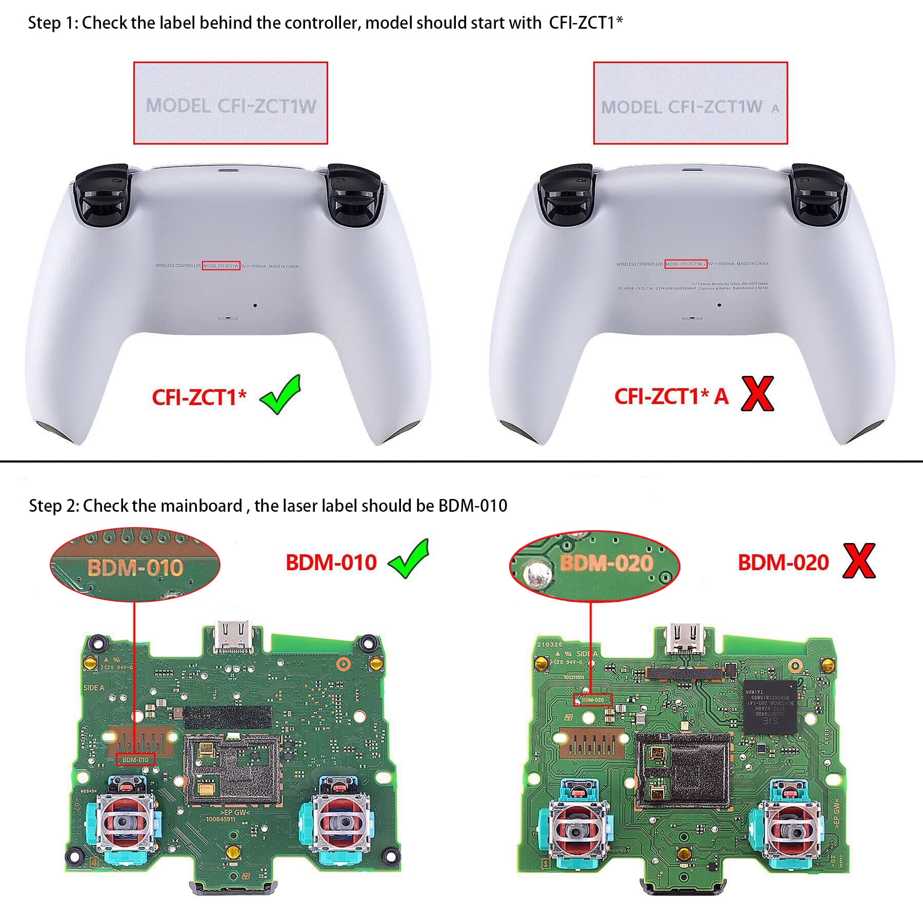 PS5 Controller Parts Set - White WPS Clip Shell, Thumbsticks, Dpad, Triggers for Gaming & Repair