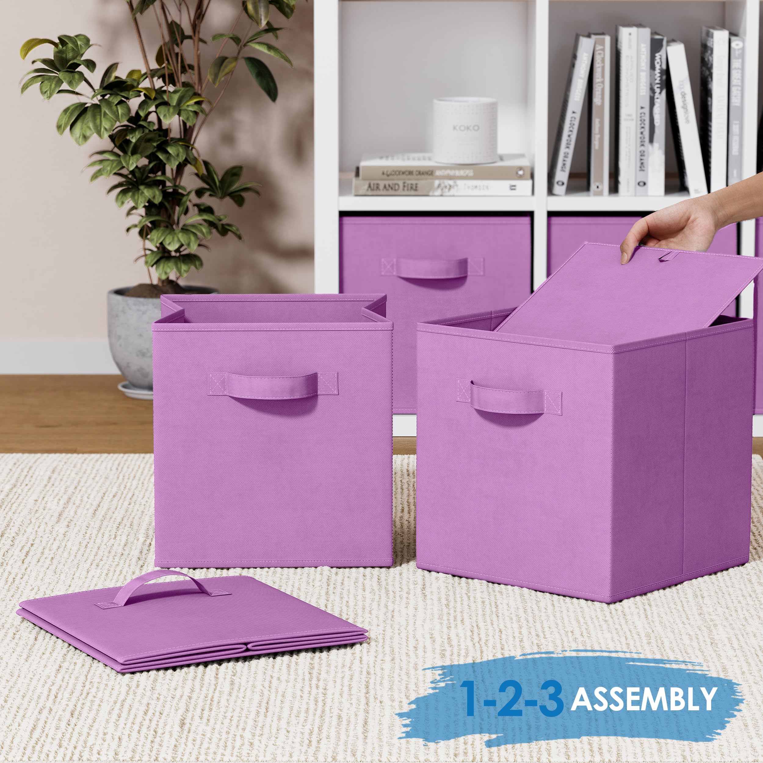 8-Pack Heavy Duty Purple Fabric Storage Cubes for Cube Organizer - 11 Inch Closet & Shelf Organizer Bins - Perfect for Clothes, Toys, Books & Home Organization in Bedroom, Closet or Nursery