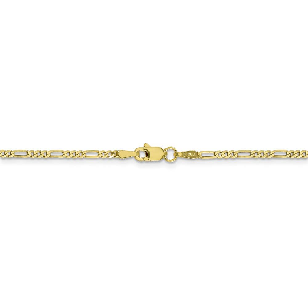The Black Bow 1.75mm 10k Yellow Gold Solid Concave Figaro Chain Necklace for Men & Women, Perfect for Everyday Wear, Gifts, and Special Occasions