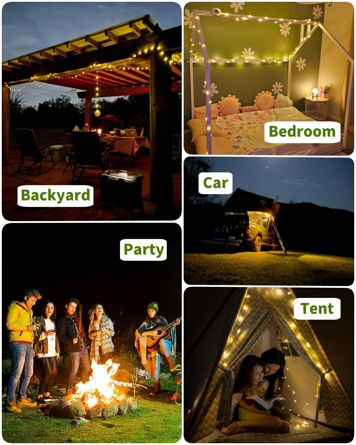 Solar Powered Camping String Lights - 39.4FT 150LED Waterproof Fairy Lights with Remote Control | USB Rechargeable Outdoor Tent Lantern for Hiking, Backyard, Garden & Patio Decor | Perfect for Camping, Picnics & Outdoor Parties