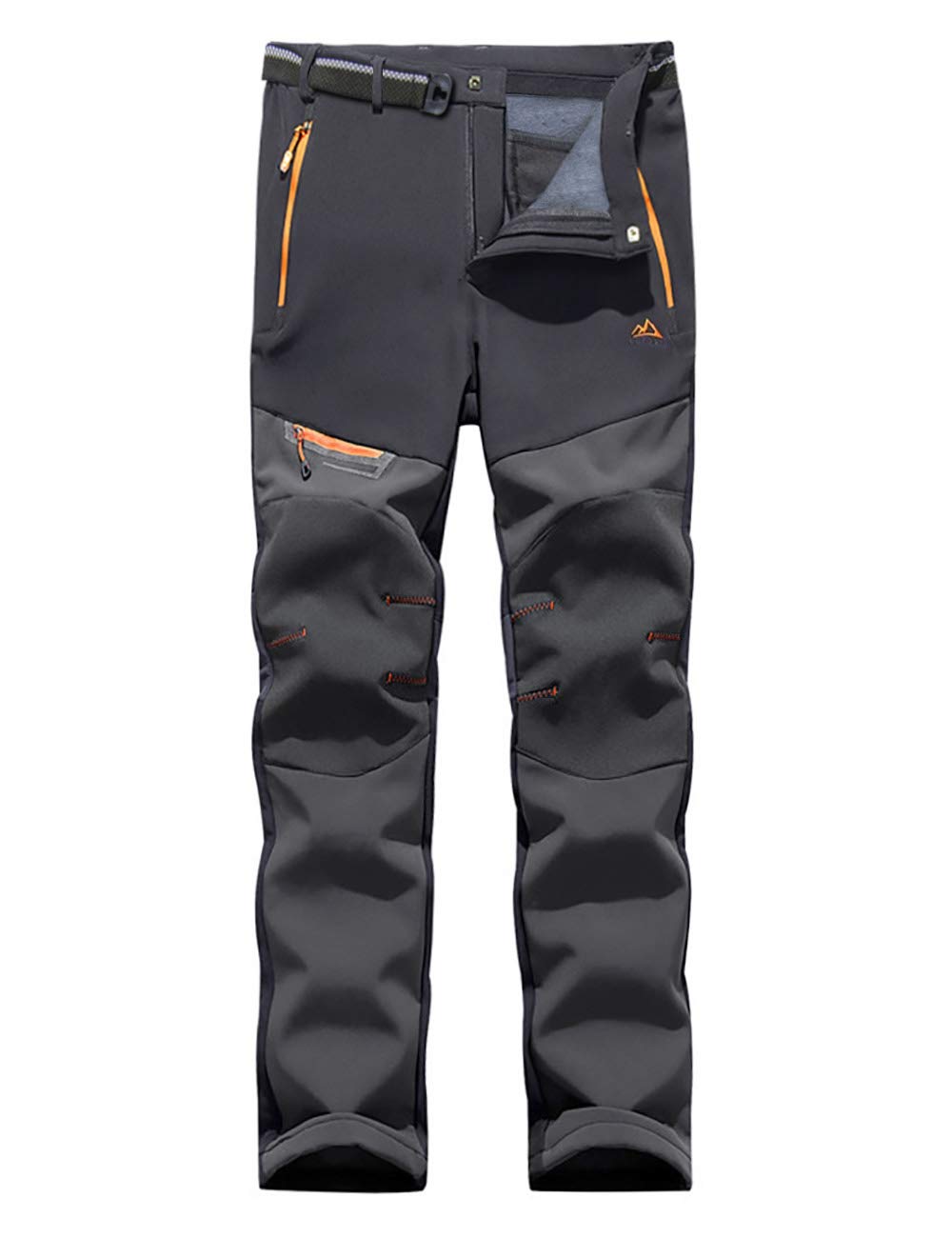 EKLENTSON Men's Fleece-Lined Windproof Hiking Pants with Zipper Pockets for Outdoor Adventures