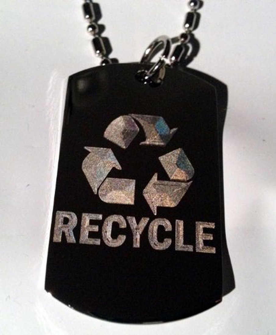 Eco-Friendly Military Dog Tag - Luggage Tag, Keychain & Necklace with Reduce Reuse Recycle Logo | Perfect for Travel, Key Organization & Sustainable Fashion