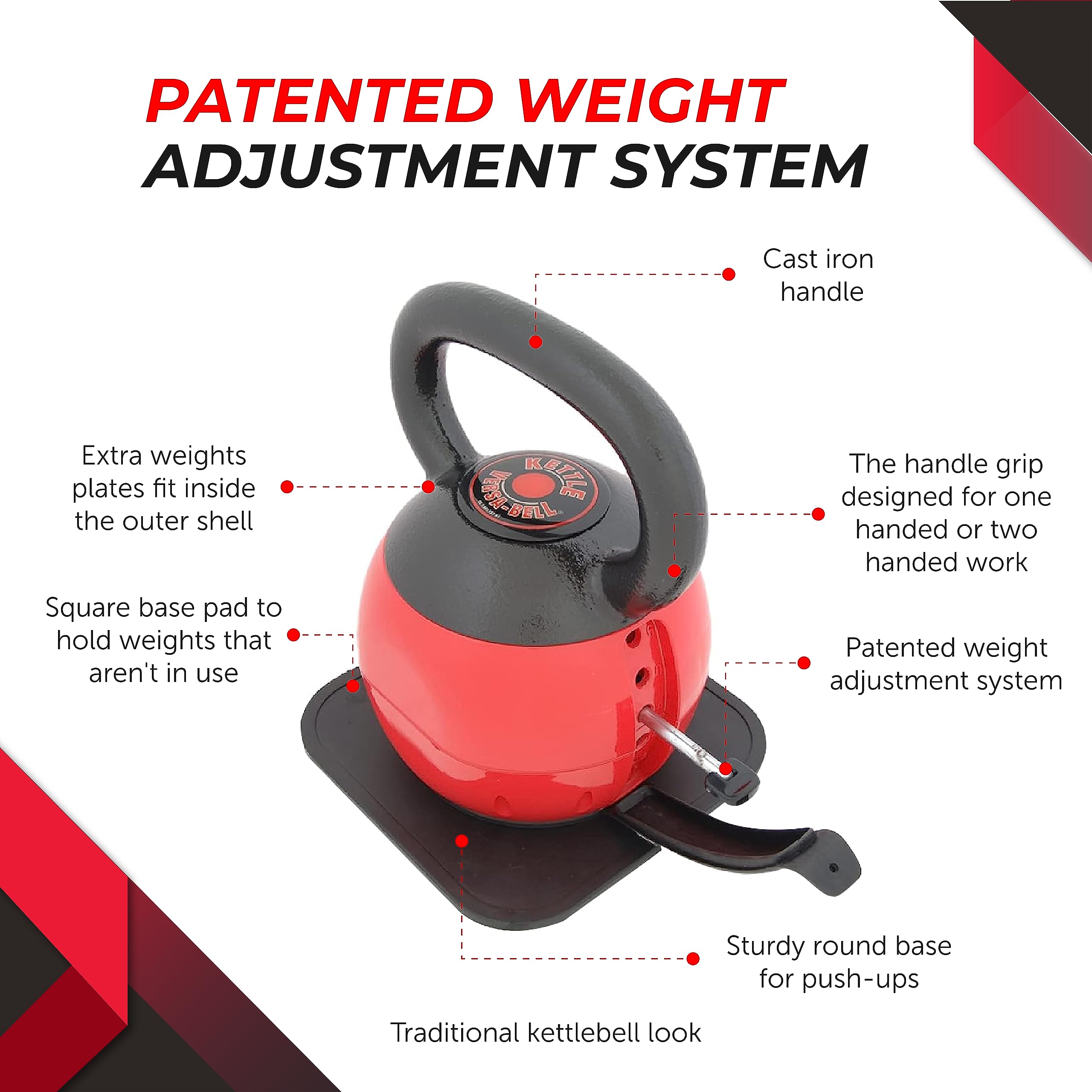 36lbs Adjustable Kettlebell for Home Workout - Smart App & Strength Training