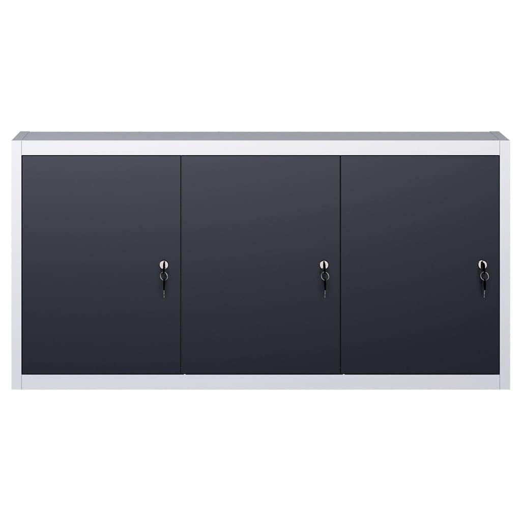 Estink Wall-Mounted Hanging Cabinet with 3 Adjustable Shelves - Perforated Metal Tool Storage Organizer, 47.2 x 7.5 x 23.6 Inches, Gray - Perfect for Garage, Workshop & Home Organization