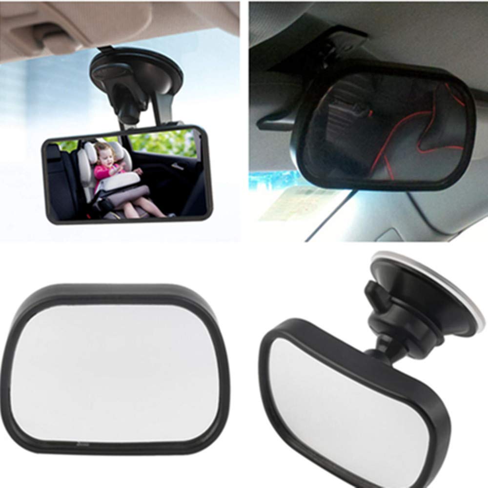 Baby Car Mirror for Rear Facing Car Seat - Shatterproof Adjustable 360° Rearview Mirror with Wide Clear View for Infant Safety | Perfect for Backseat Monitoring During Road Trips & Daily Commutes (Black)
