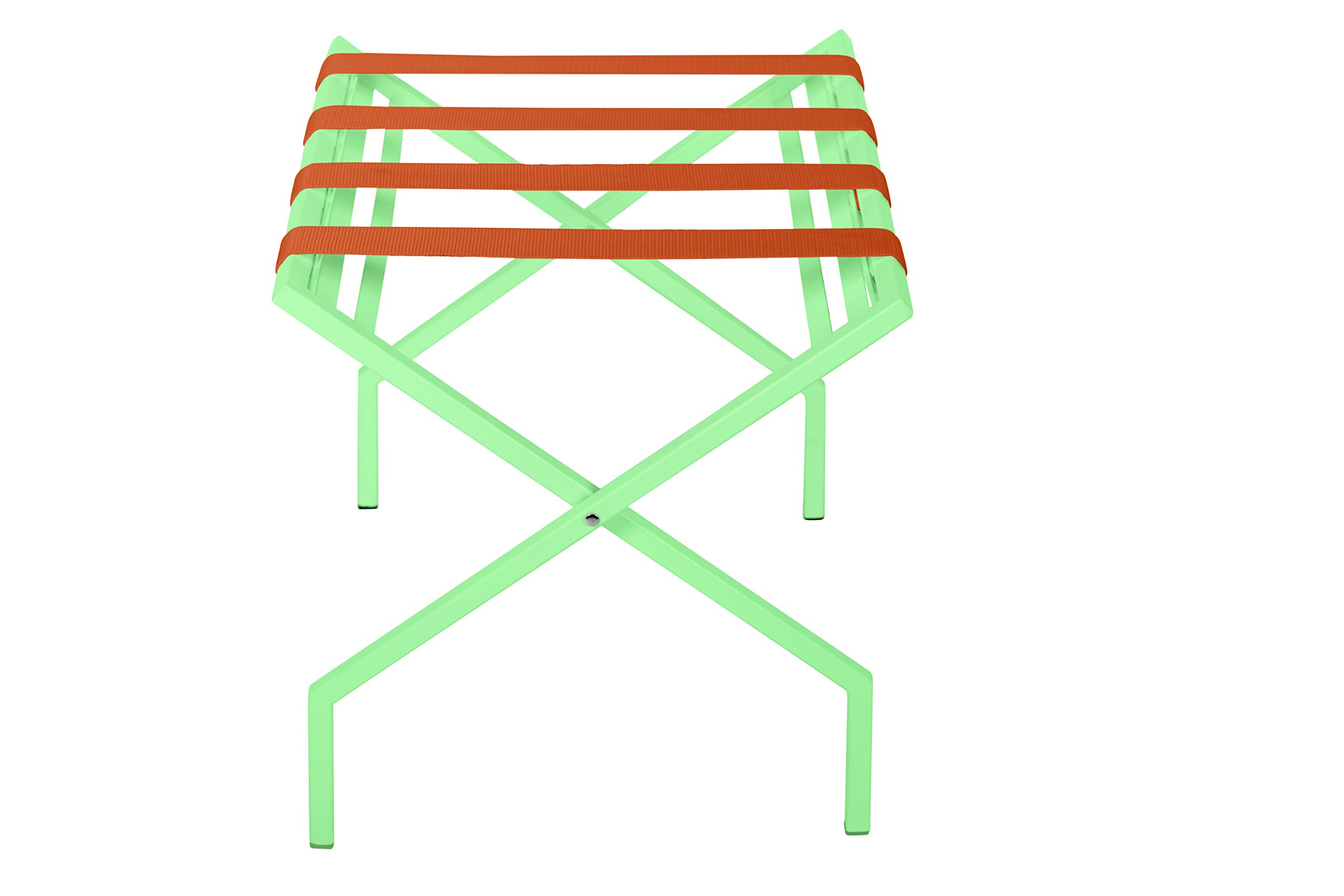 Innit Designs 11.16.10n Suba Nylon Strapped Luggage Stand - Orange on Mint Color - Durable Travel Suitcase Holder for Hotels, Airports & Home Storage