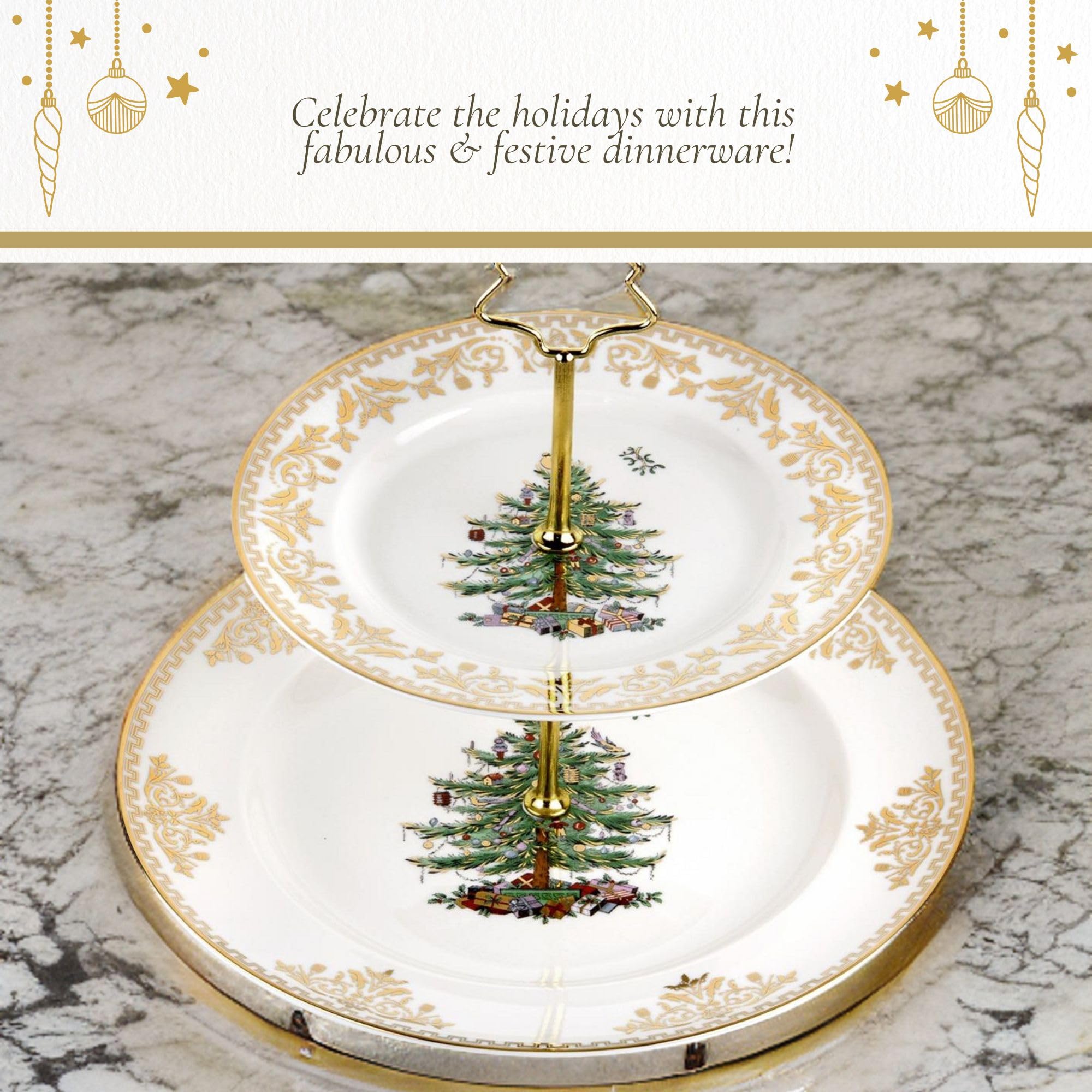 Gold Christmas Tree Cake Stand - Elegant Holiday Dessert Display for Parties, Weddings & Festive Celebrations