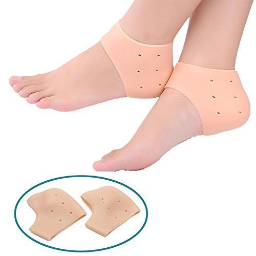 Qualitech Silicone Gel Heel Socks for Swelling & Pain Relief - Foot Care & Ankle Support Socks for Men & Women (Beige, One Size Fits Most) - Ideal for Diabetic Foot Care, Post-Surgery Recovery & Daily Comfort