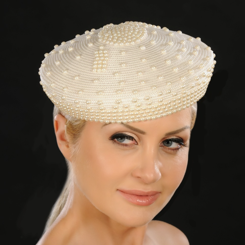 PB22090 Women's Cream Pillbox Dress Hat - Elegant Church, Wedding & Tea Party Accessory