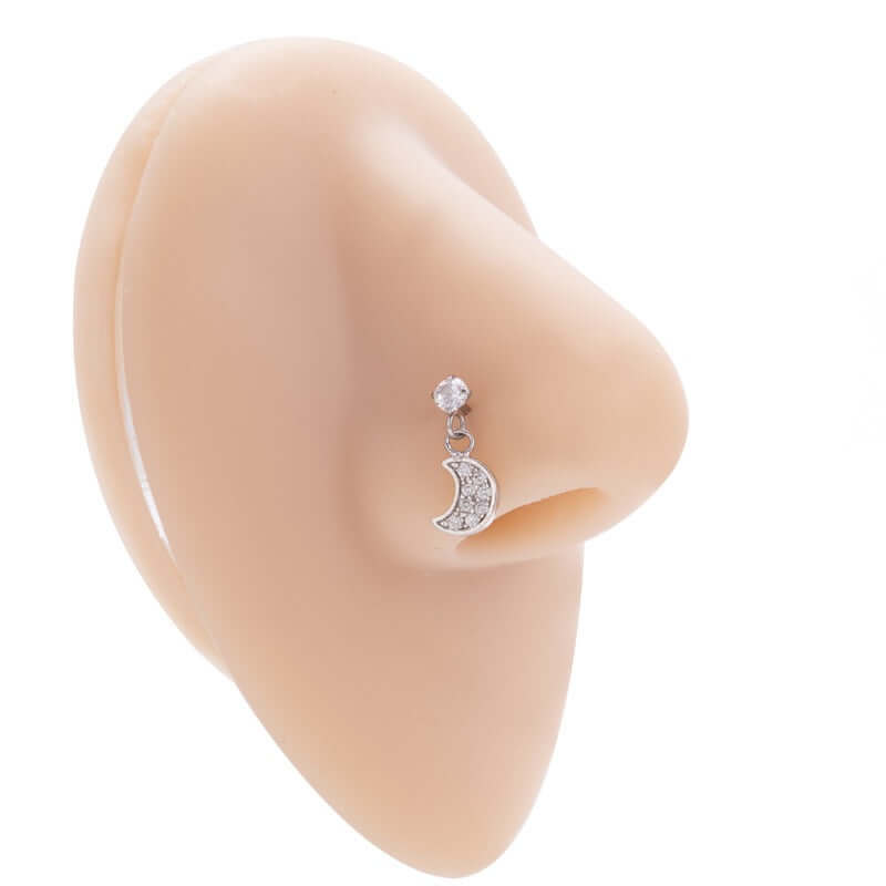Hypoallergenic Flower Dangle Nose Ring - Sterling Silver Nose Stud for Sensitive Skin | Perfect for Pierced Nose Jewelry, Daily Wear & Special Occasions