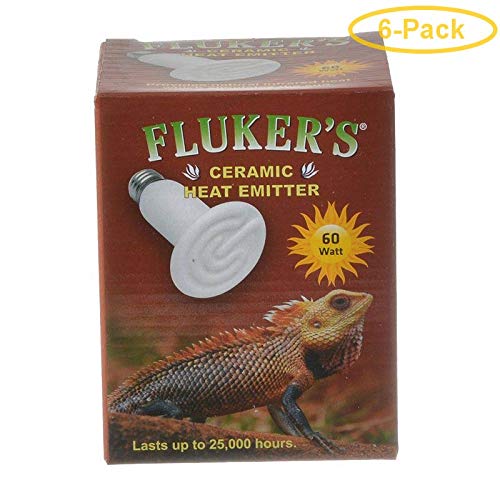 Fluker's 60W Ceramic Heat Emitter for Reptiles - 6 Pack - Ideal for Terrariums, Incubators & Pet Habitat Heating