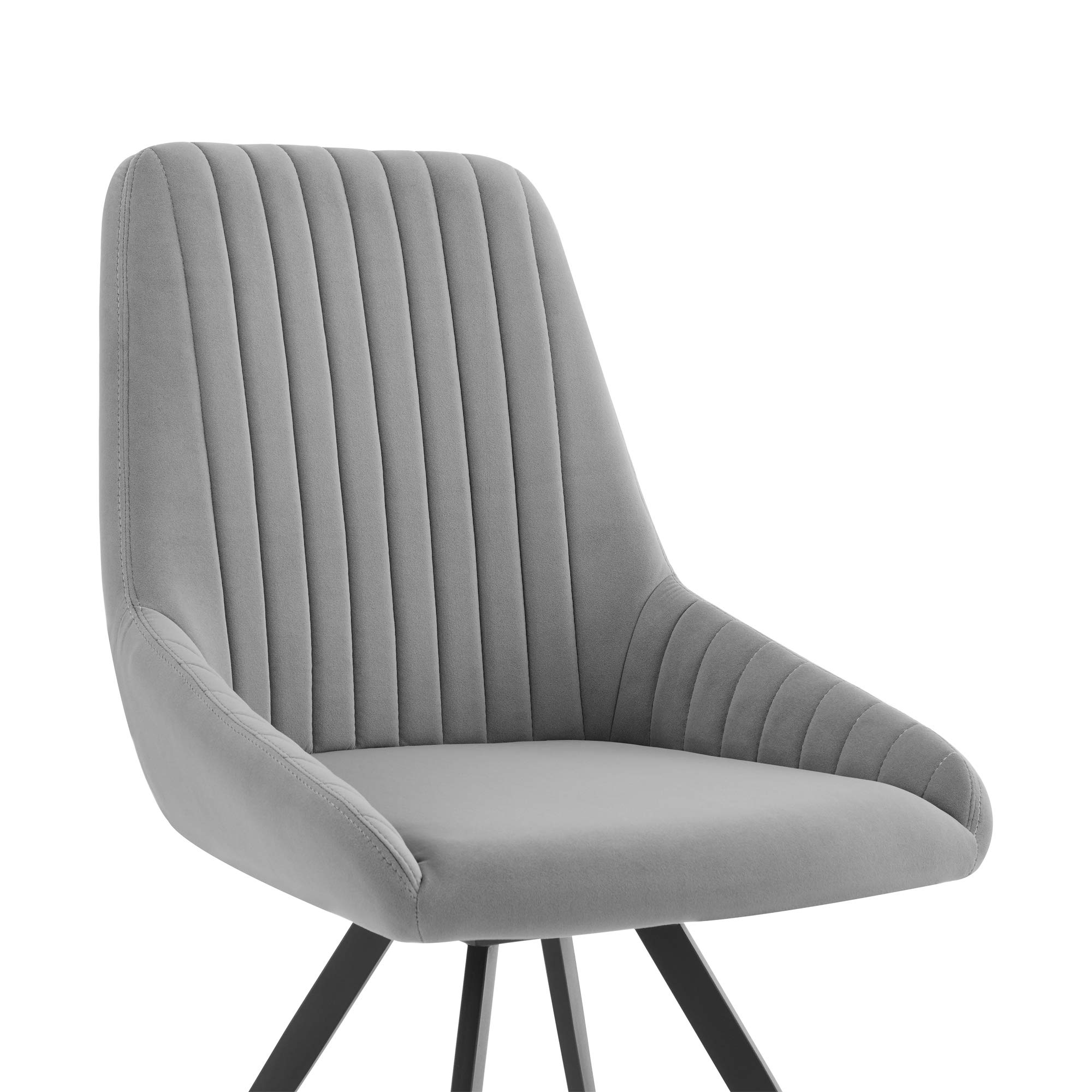 Armen Living Alison Swivel Gray Velvet and Metal Dining Room Chairs - Set of 2, 34