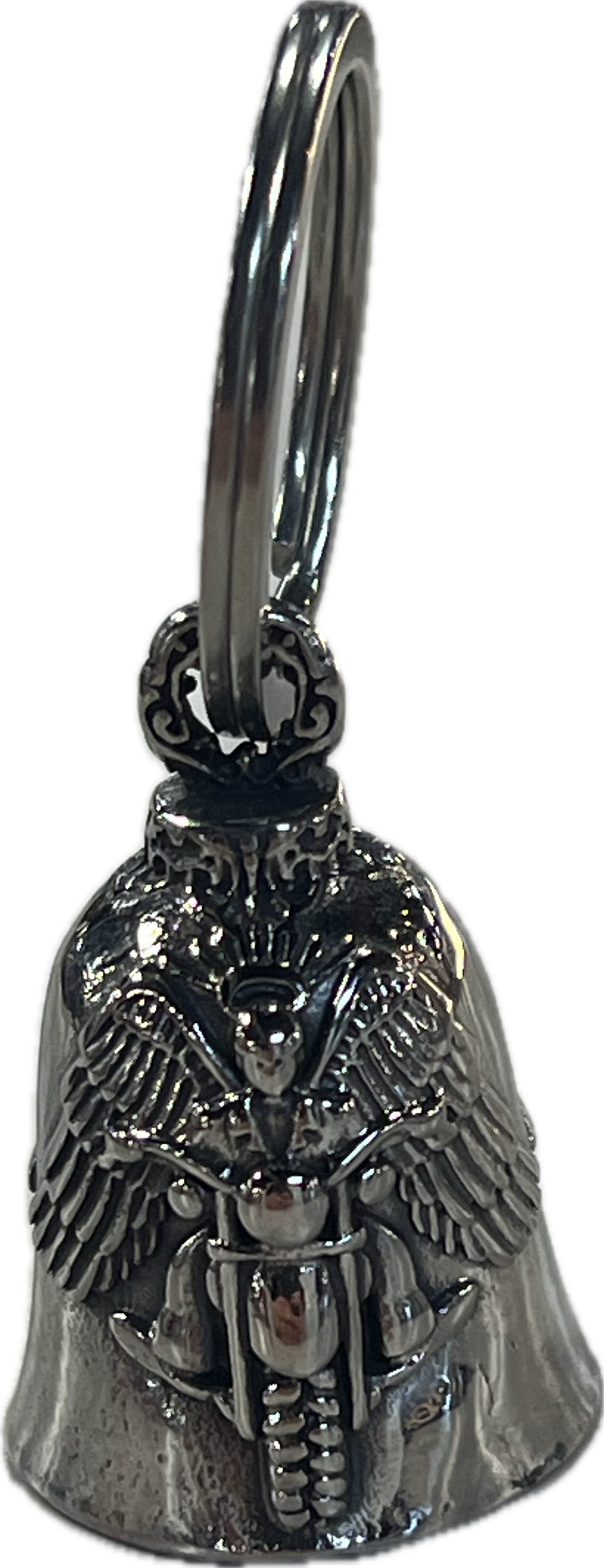 Motorcycle Bell with Wings - Guardian Bell for Bikers, Lucky Charm for Road Protection | Perfect for Harley, Cruiser & Touring Bikes